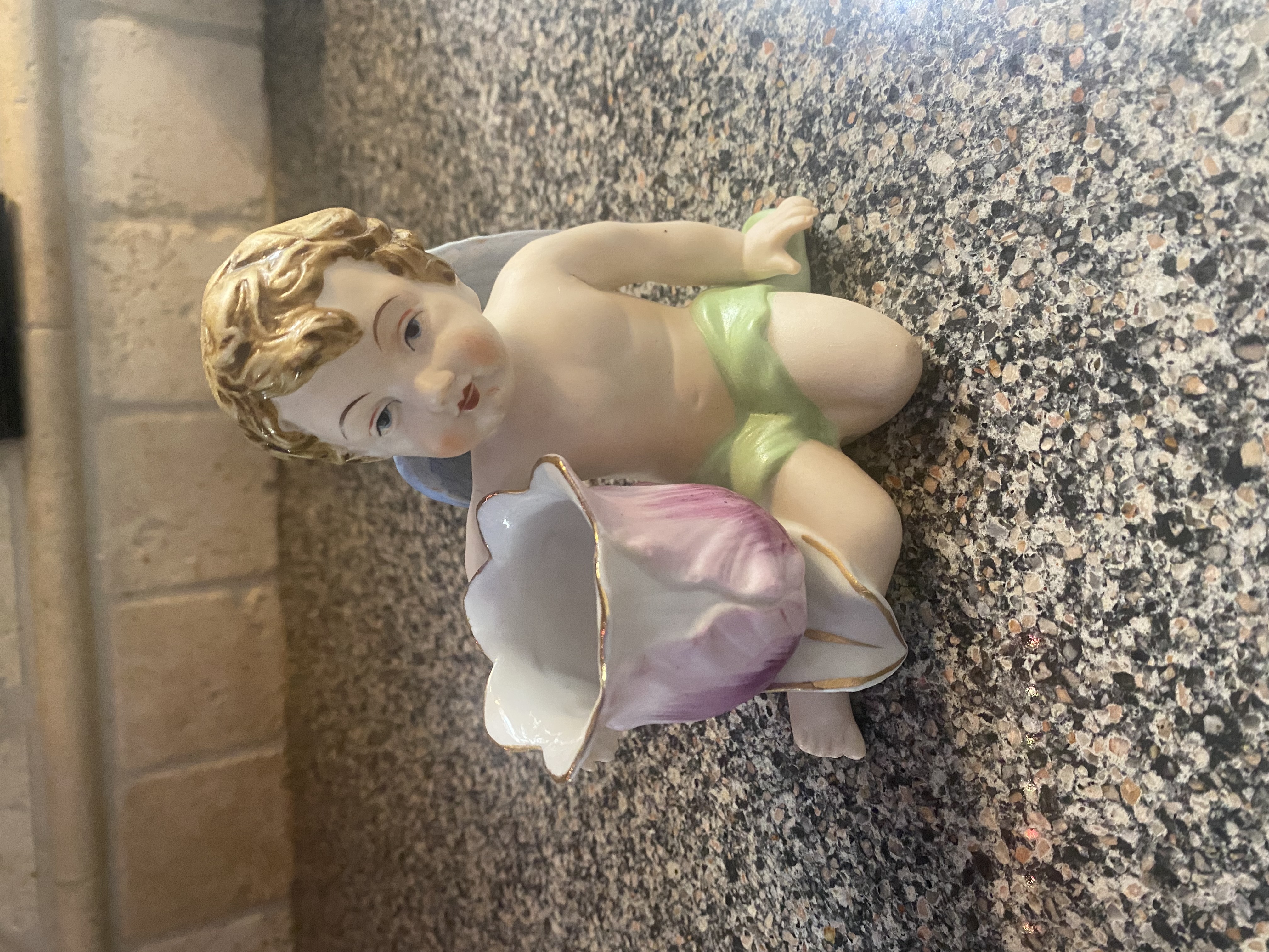 Victorian Porcelain Cherub Posy Holder