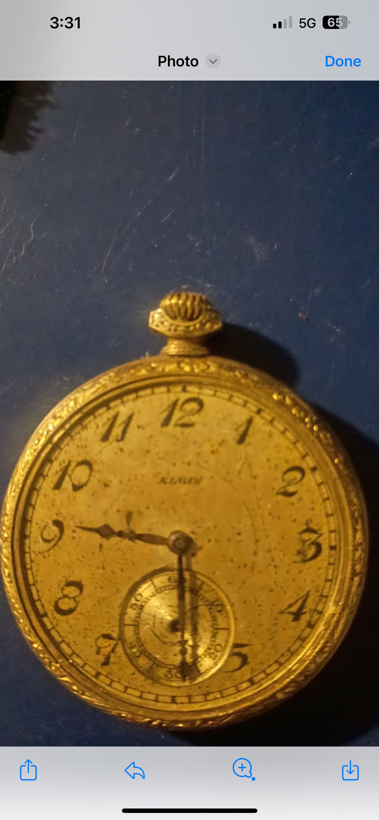 Art Deco Gilt Metal Pocket Watch by Alain
