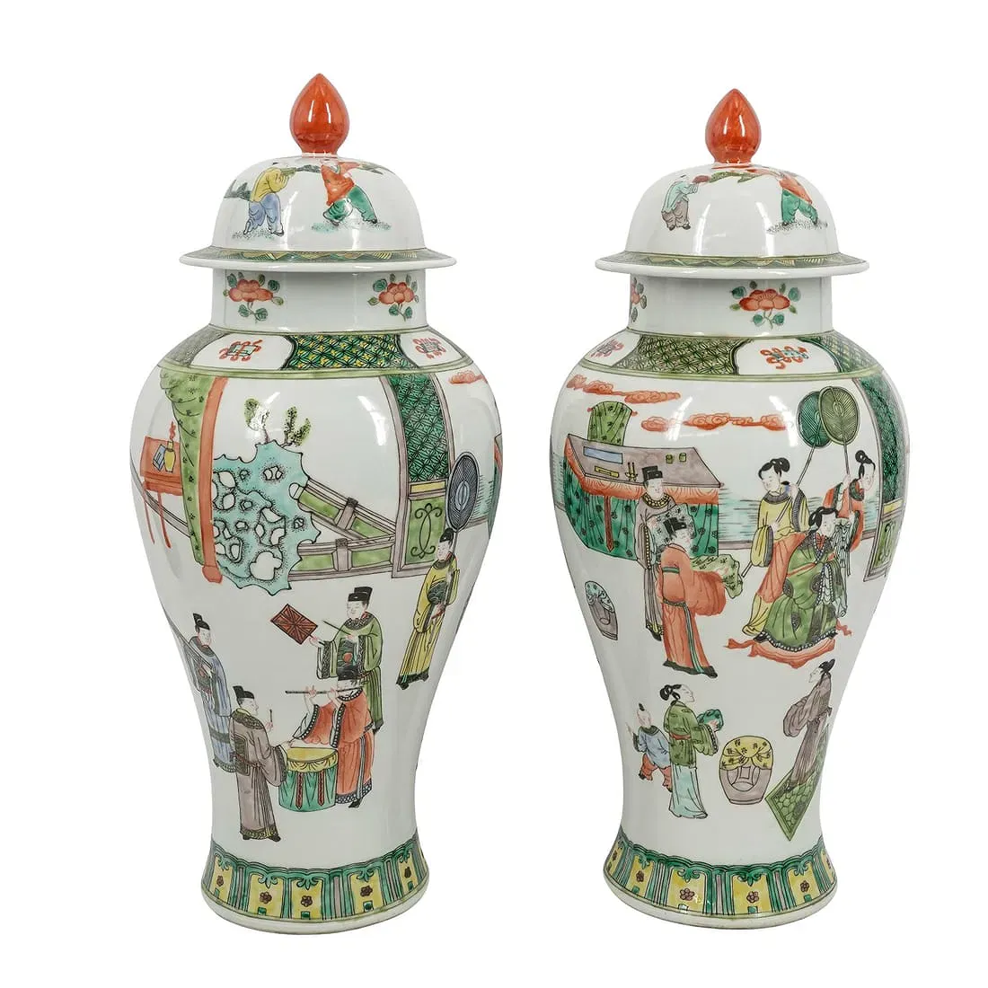 Qing Style Famille Verte Porcelain Covered Jar thumbnail 2