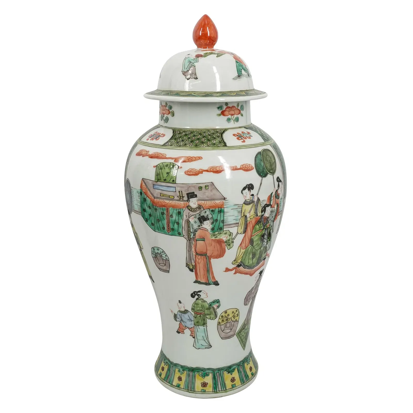 Qing Style Famille Verte Porcelain Covered Jar thumbnail 3