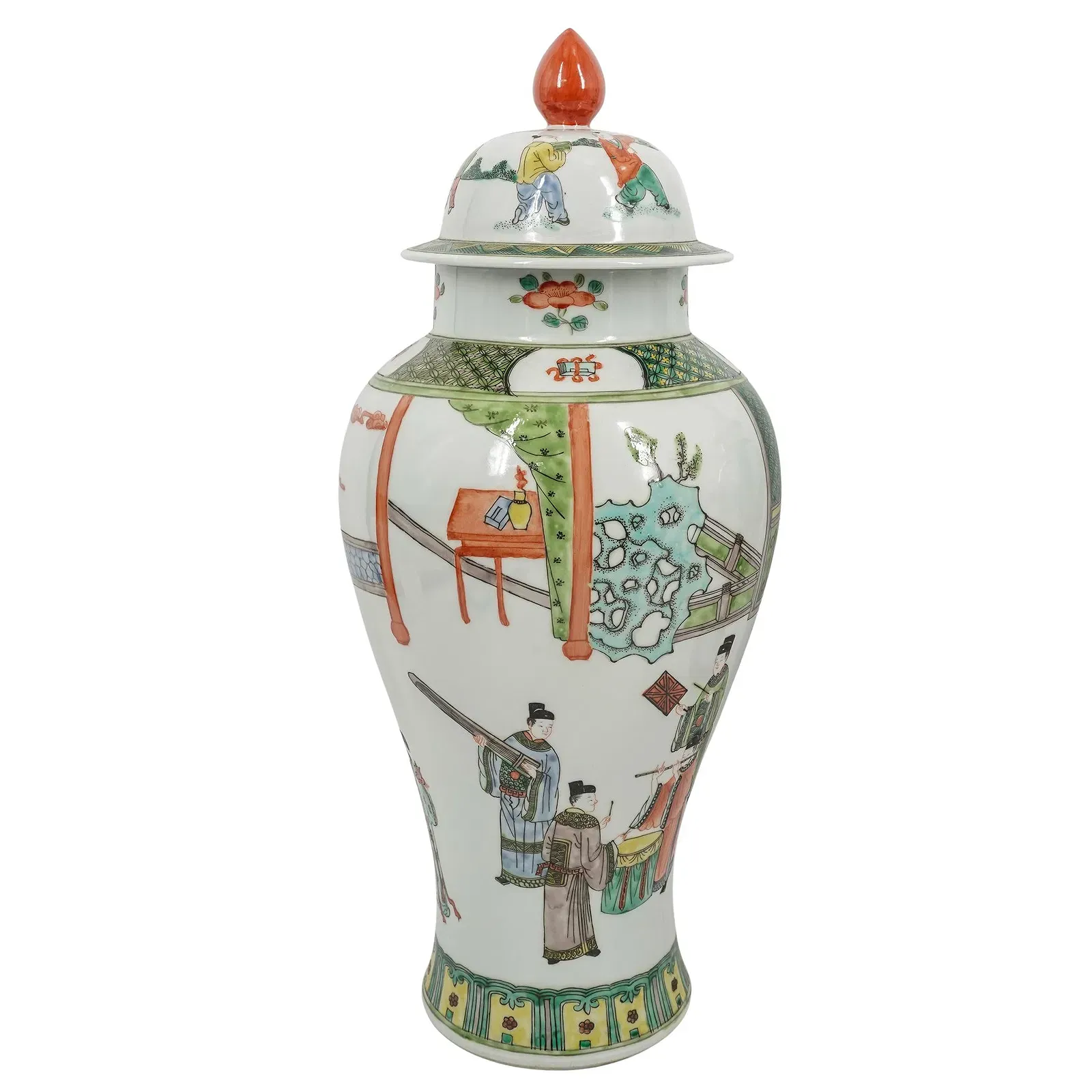 Qing Style Famille Verte Porcelain Covered Jar thumbnail 4