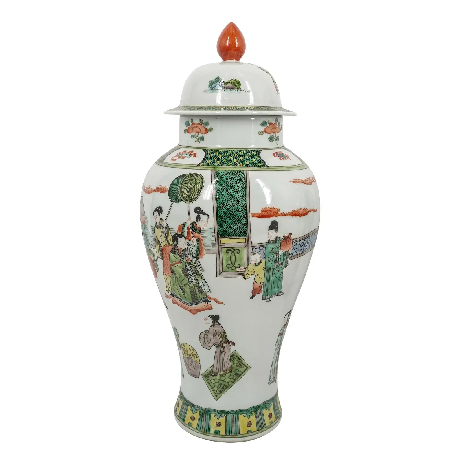 Qing Style Famille Verte Porcelain Covered Jar thumbnail 5