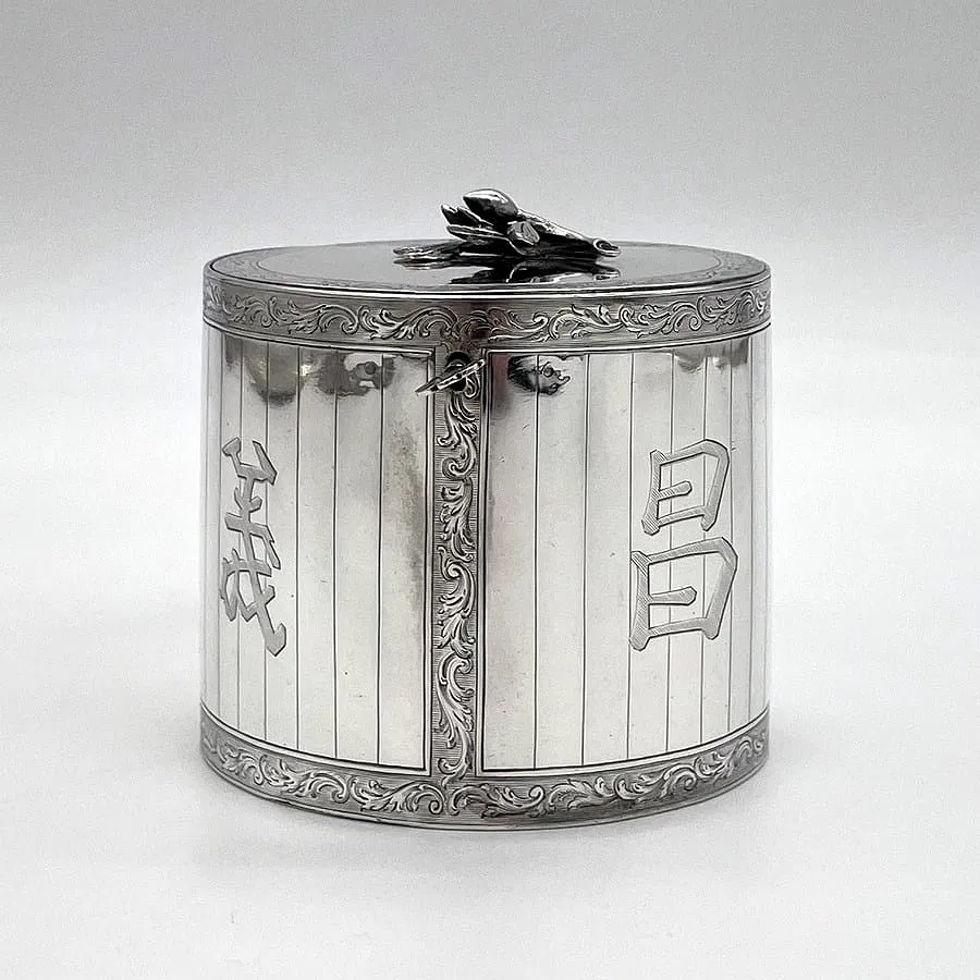 Edwardian Sterling Silver Japanese-Interest Tea Caddy (London, 1901) thumbnail 11