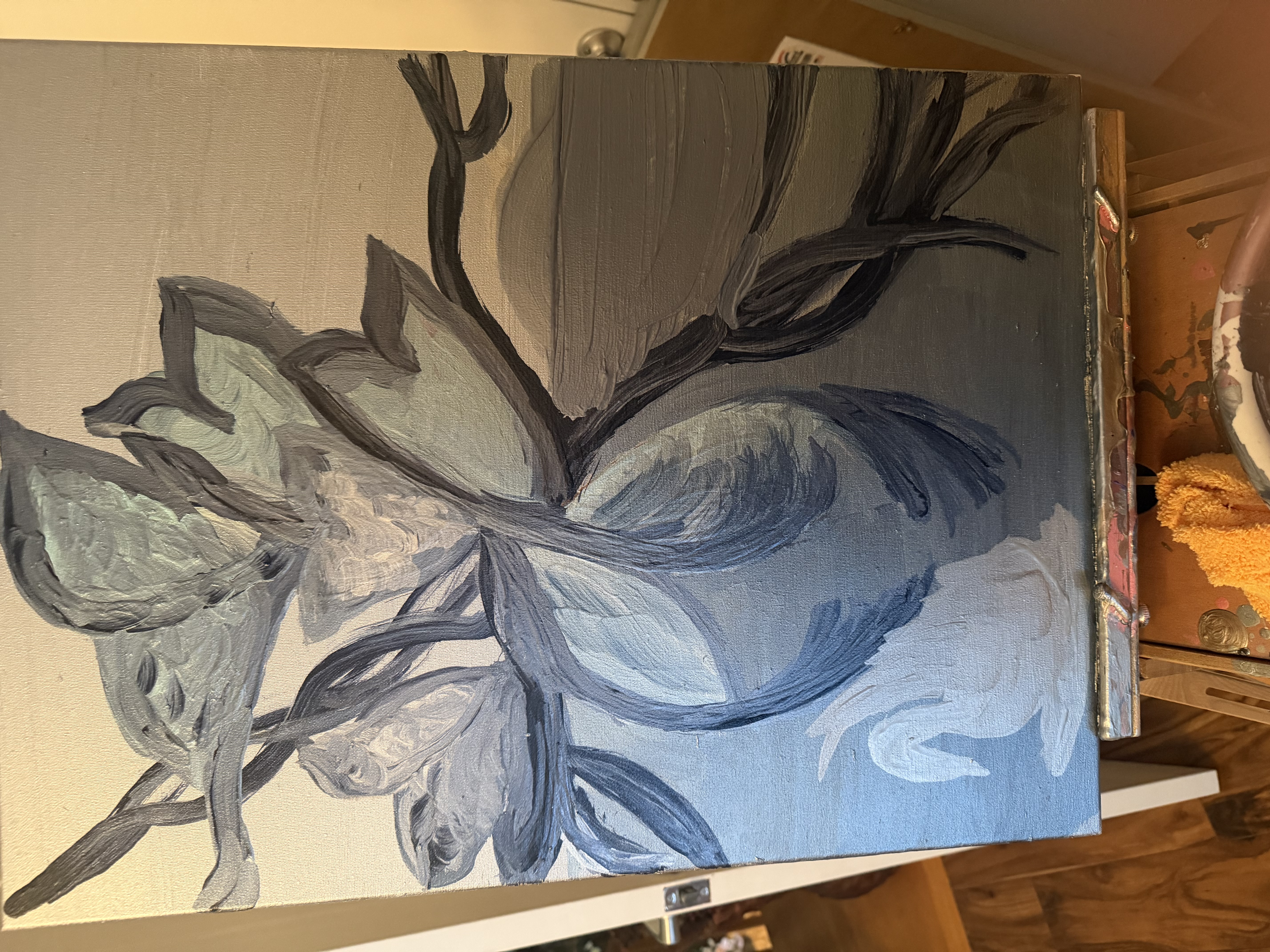 Abstract Floral Oil Painting on Canvas