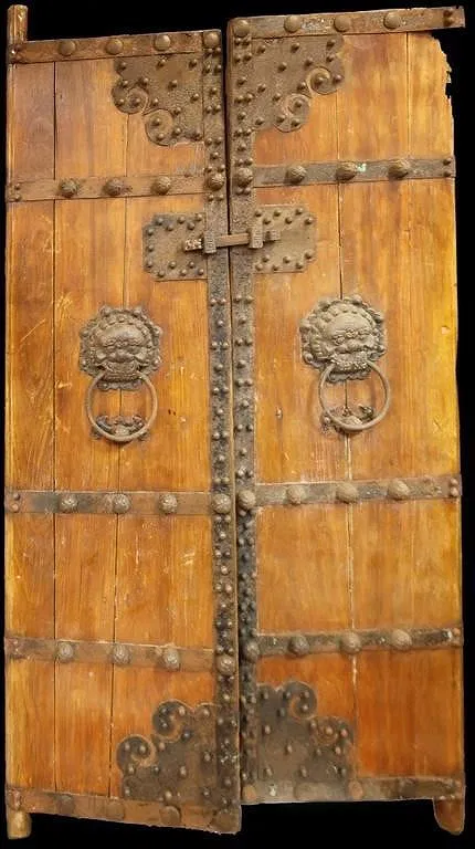 Chinese Qing Dynasty Style Iron-Mounted Hardwood Doors thumbnail