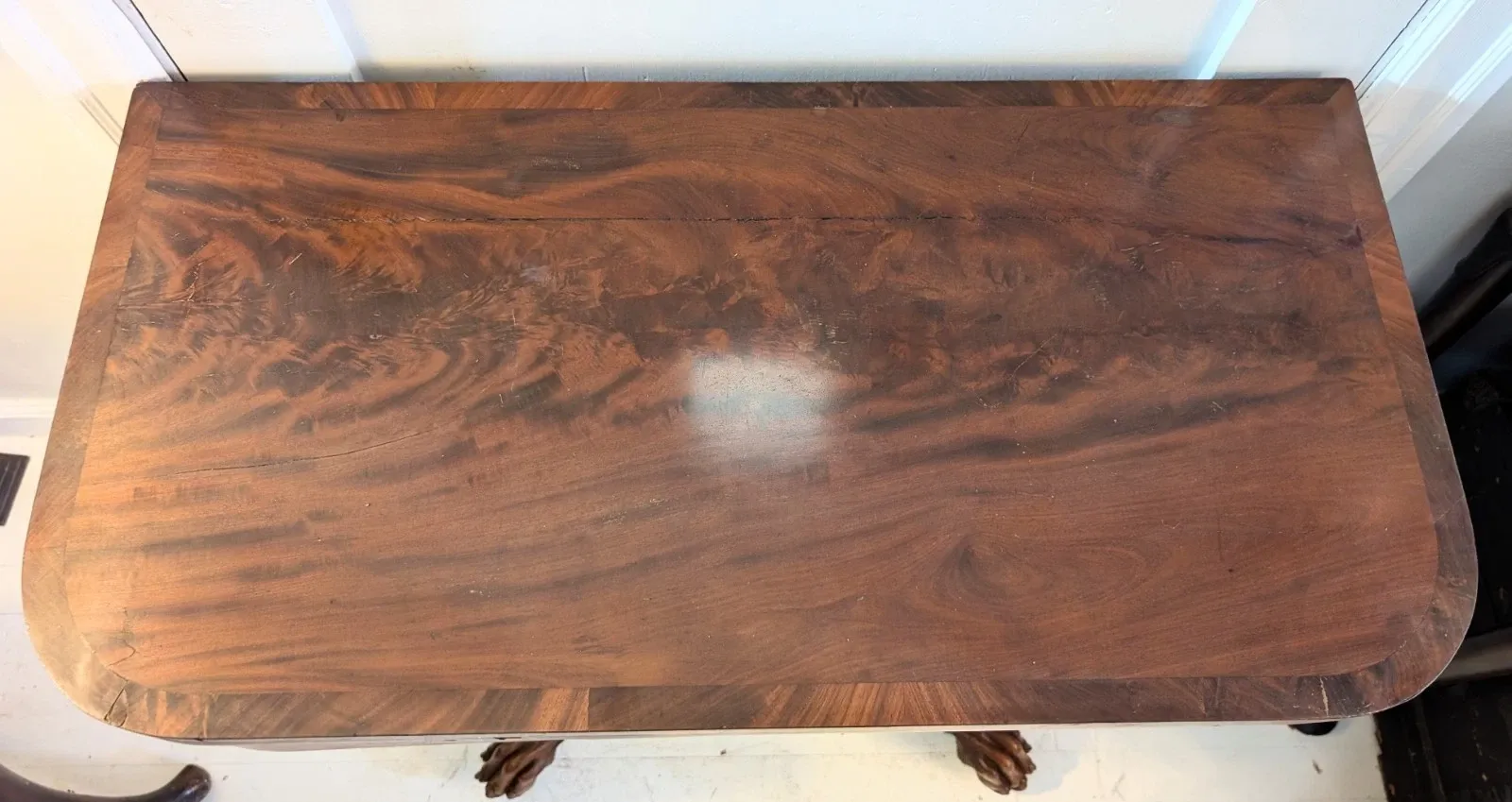 American Classical / Empire Style Carved Mahogany Pedestal Card Table thumbnail 6