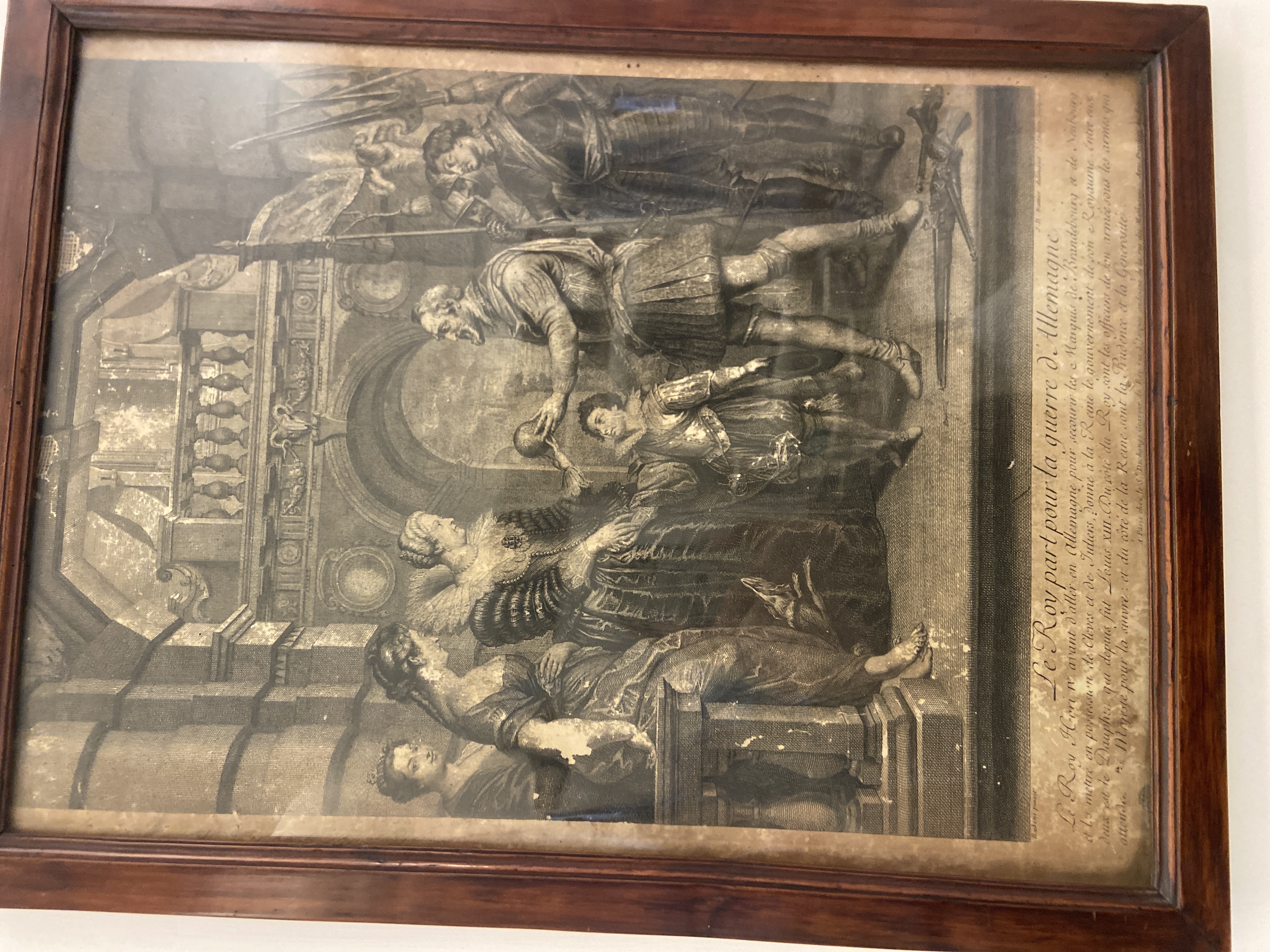 French Baroque Style Copperplate Engraving, “Le Roy part pour la guerre d’Allemagne,” after Rubens
