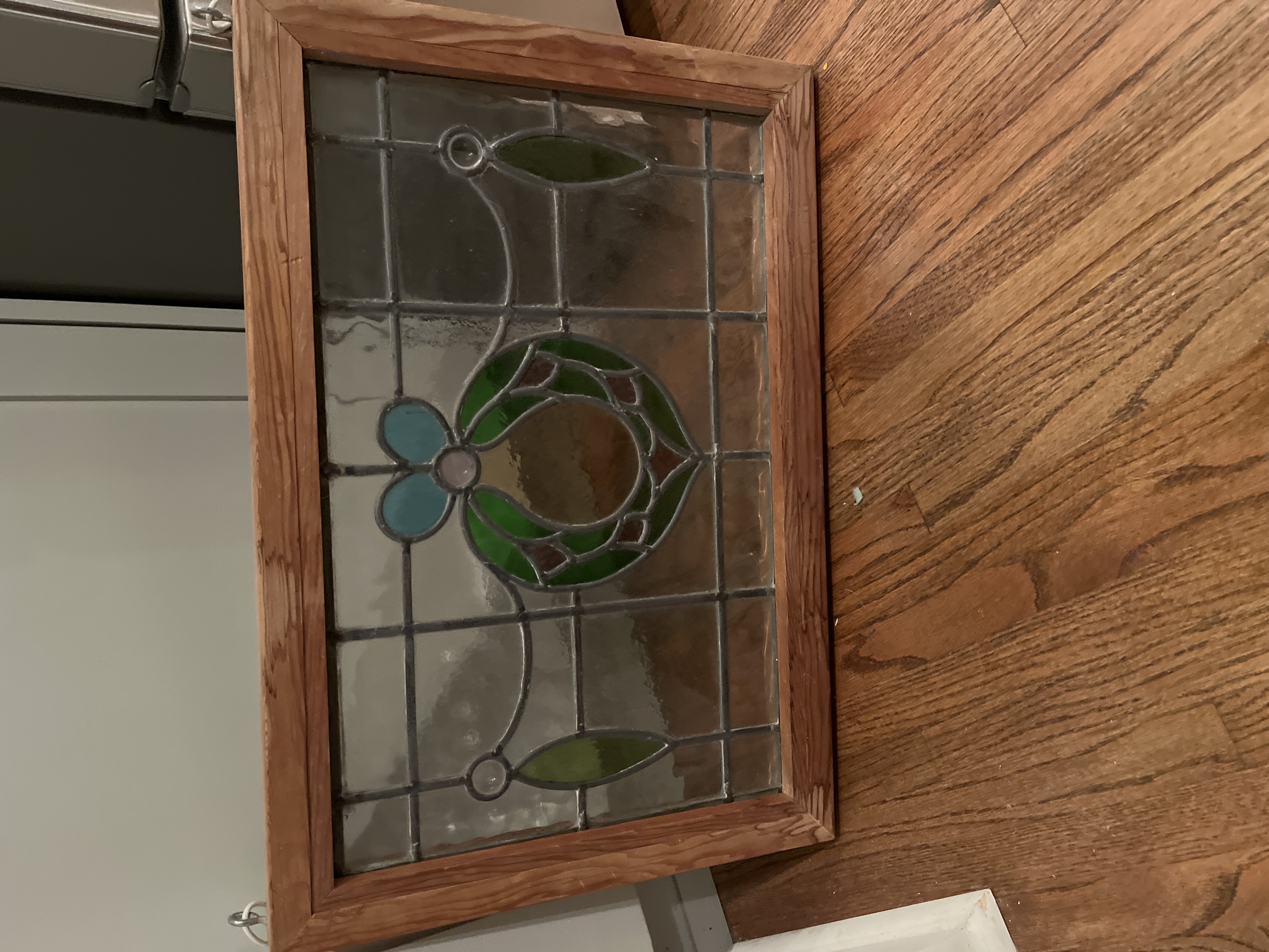Arts and Crafts Leaded Stained Glass Window Panel