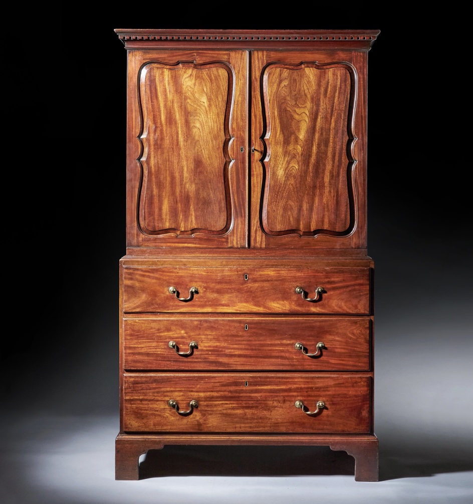 American Chippendale Period Mahogany Secretary Bookcase