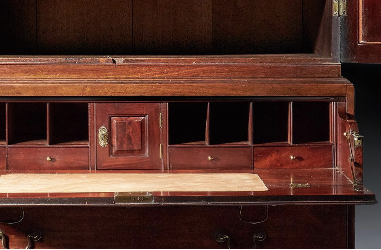 American Chippendale Period Mahogany Secretary Bookcase thumbnail 8