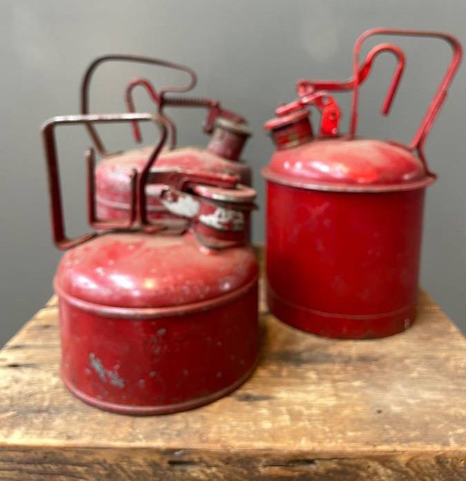 Mid-20th Century American Red Metal Safety Gasoline Cans