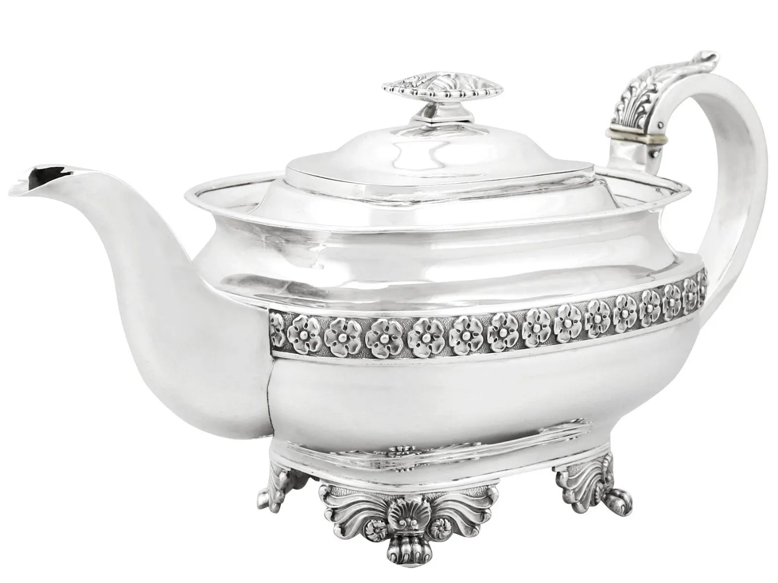 English George IV Period Sterling Silver Three-Piece Tea Service (London, 1821, Solomon Royes) thumbnail 7