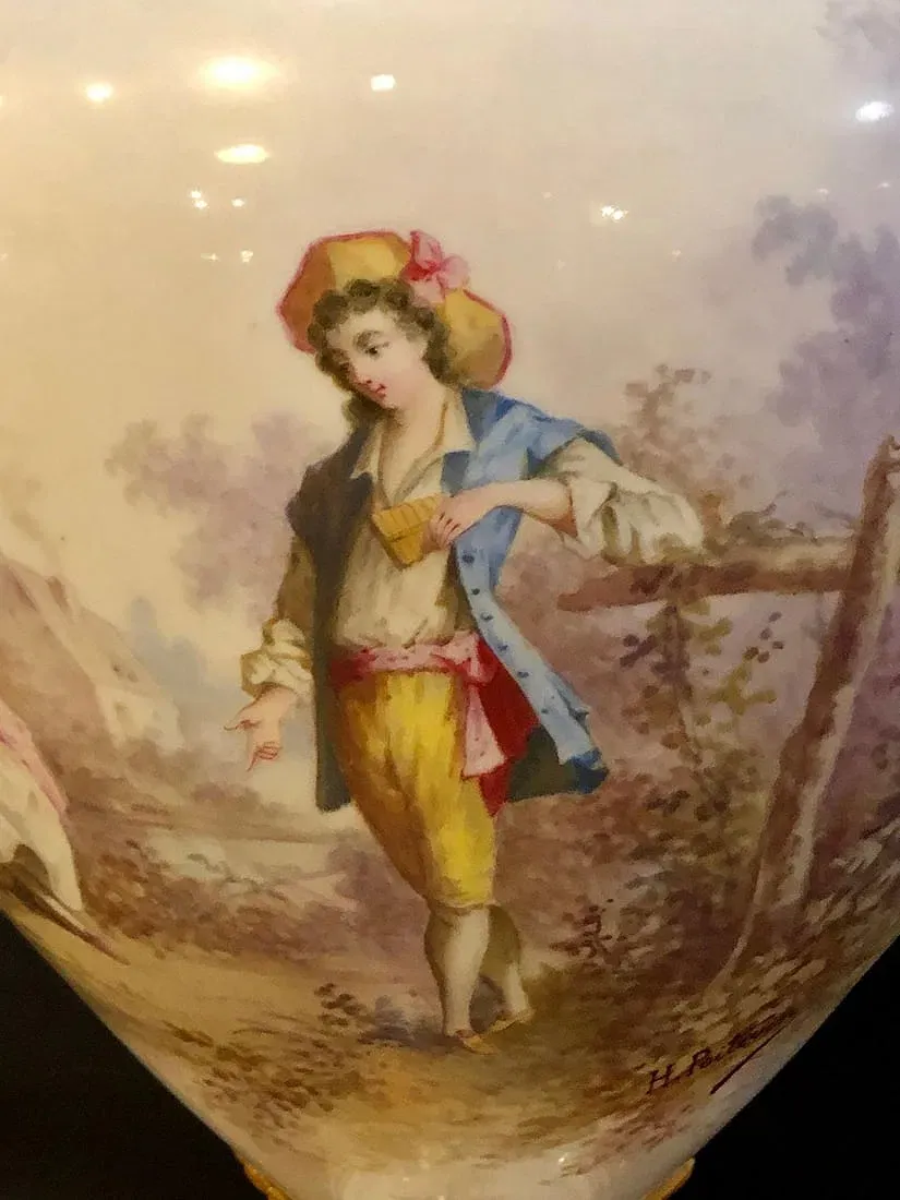 French Second Empire Style Porcelain and Gilt Bronze Covered Urn thumbnail 9