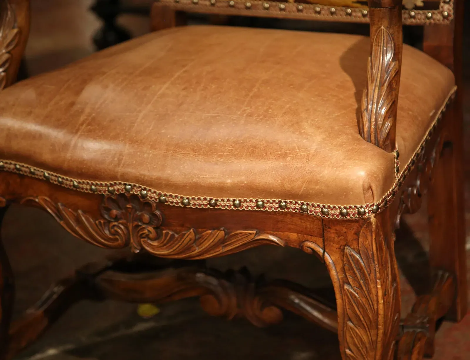 Pair of French Regence Style Walnut Armchairs thumbnail 4