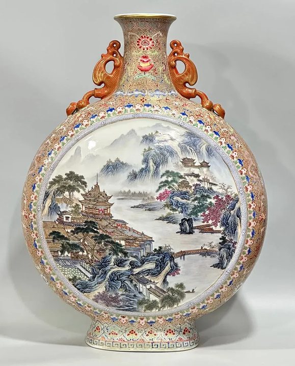 Chinese Famille Rose 'Qianlong Style' Moon Flask