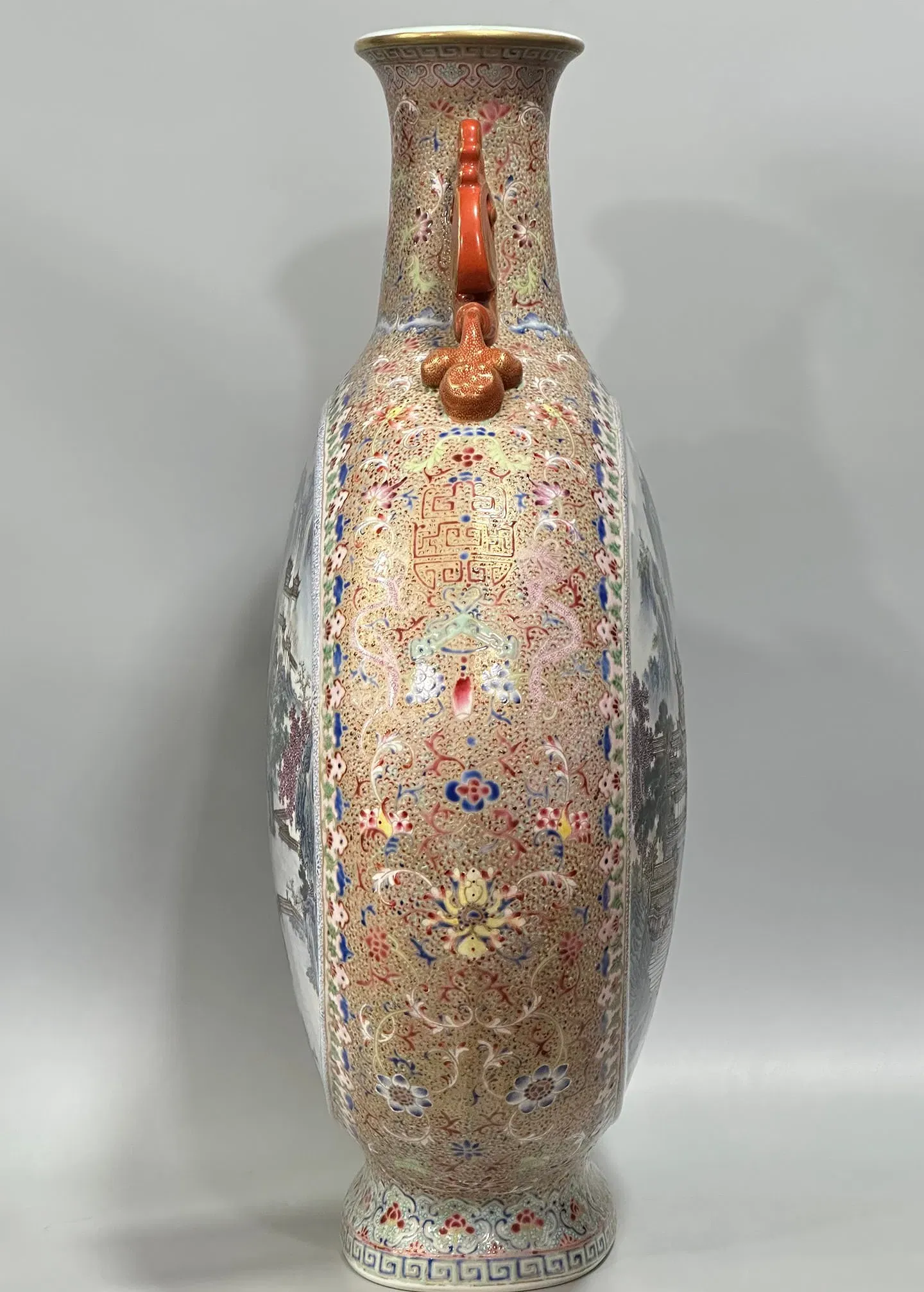Chinese Famille Rose 'Qianlong Style' Moon Flask thumbnail 3