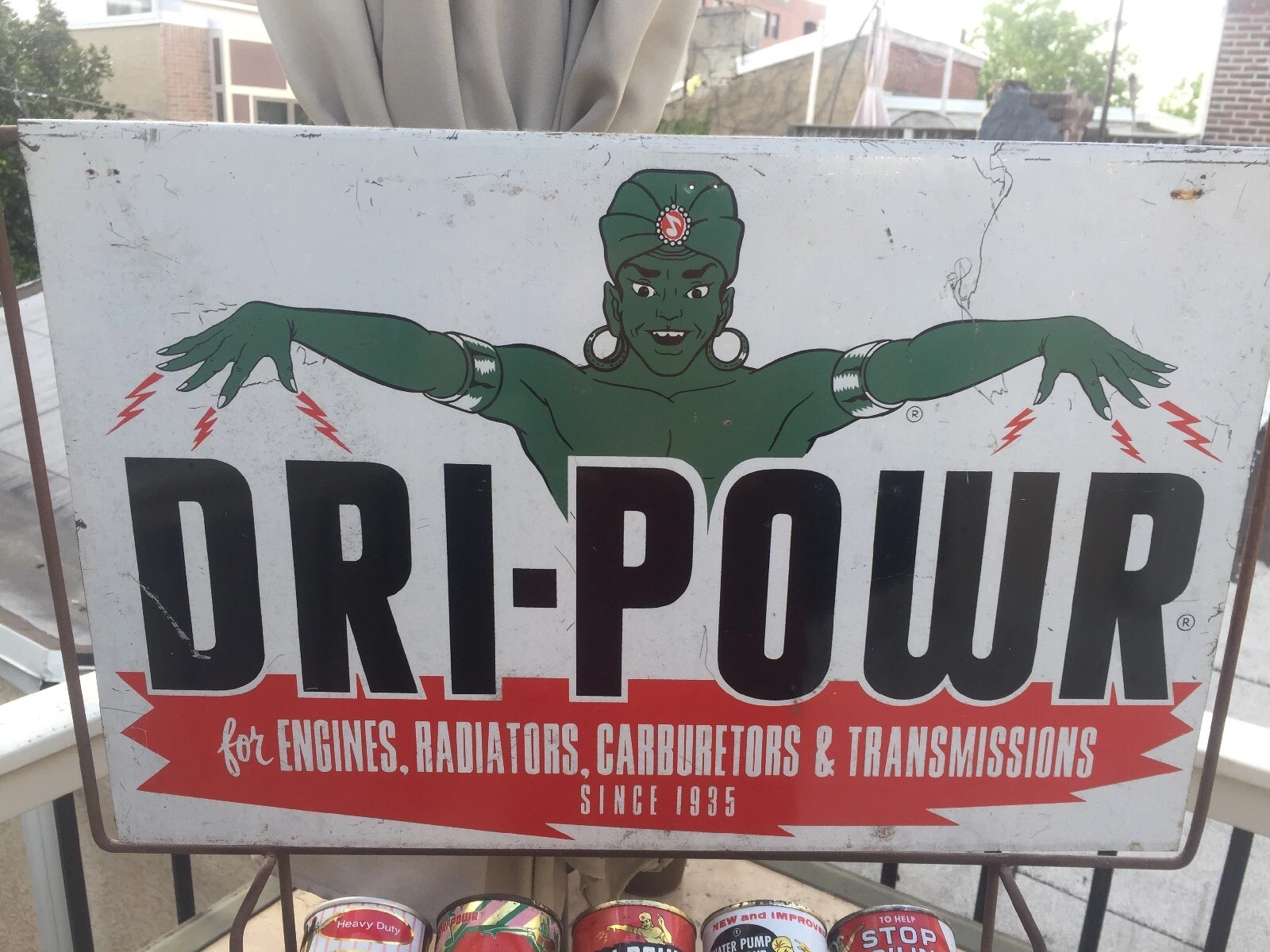 Vintage Dri-Powr Automotive Additive Display Rack with Cans