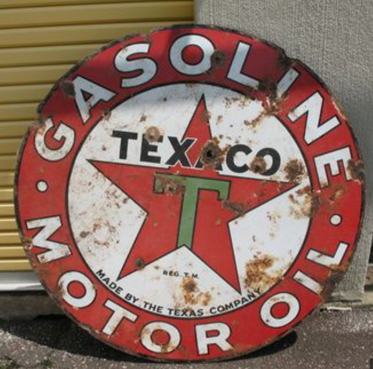 Texaco Gasoline Motor Oil Porcelain Sign