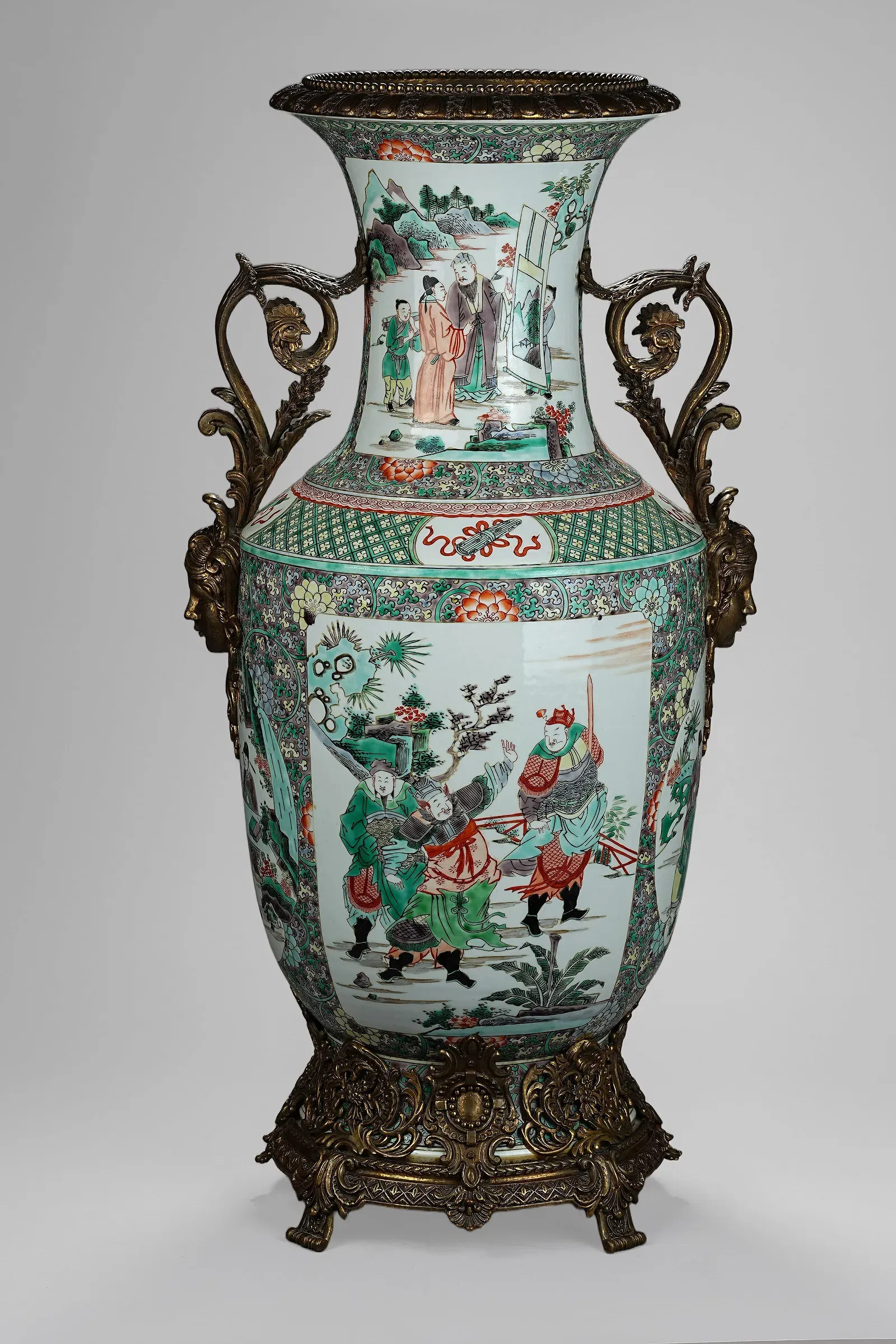 Chinese Famille Verte Porcelain Vase with French Ormolu Mounts thumbnail 2