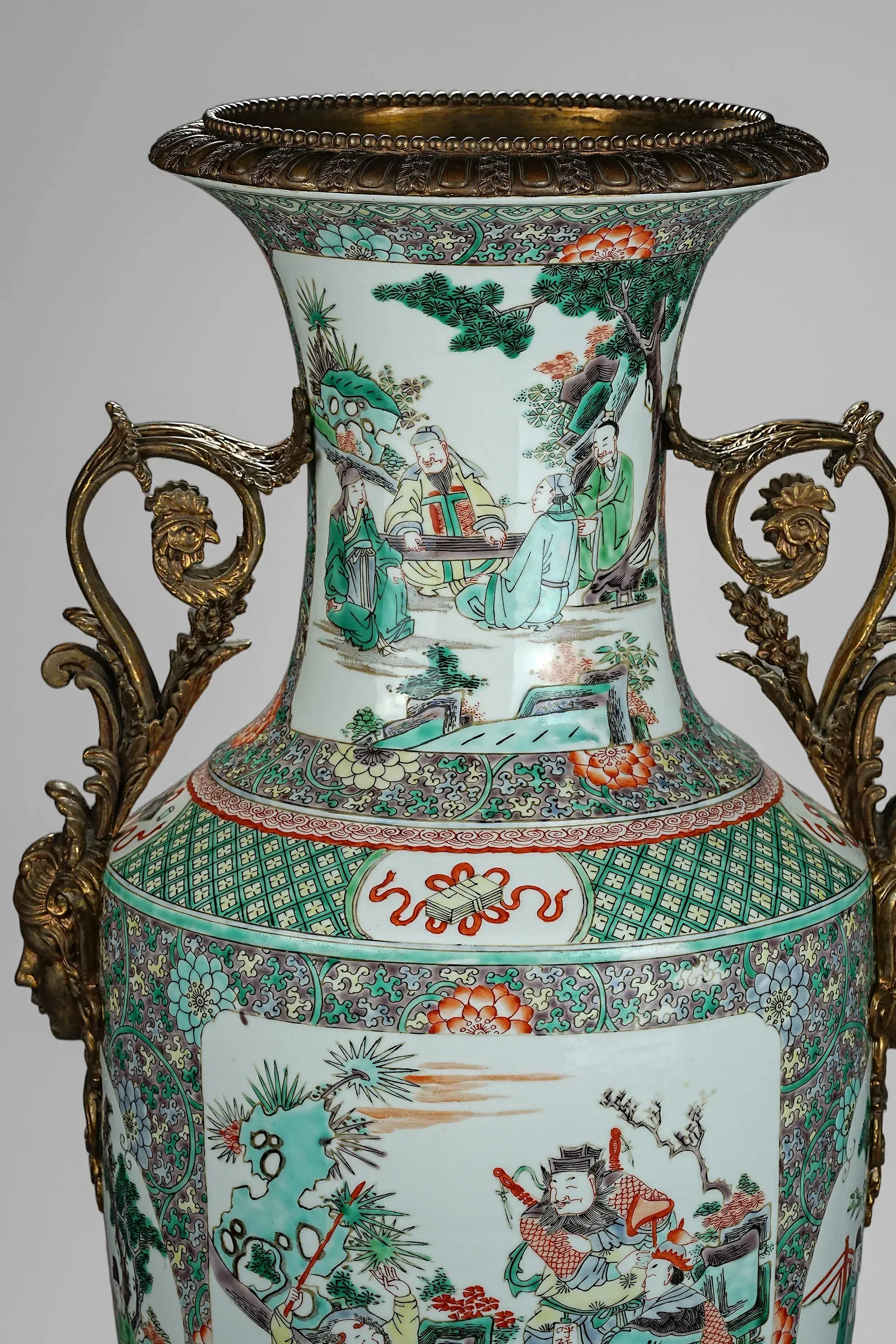 Chinese Famille Verte Porcelain Vase with French Ormolu Mounts thumbnail 3