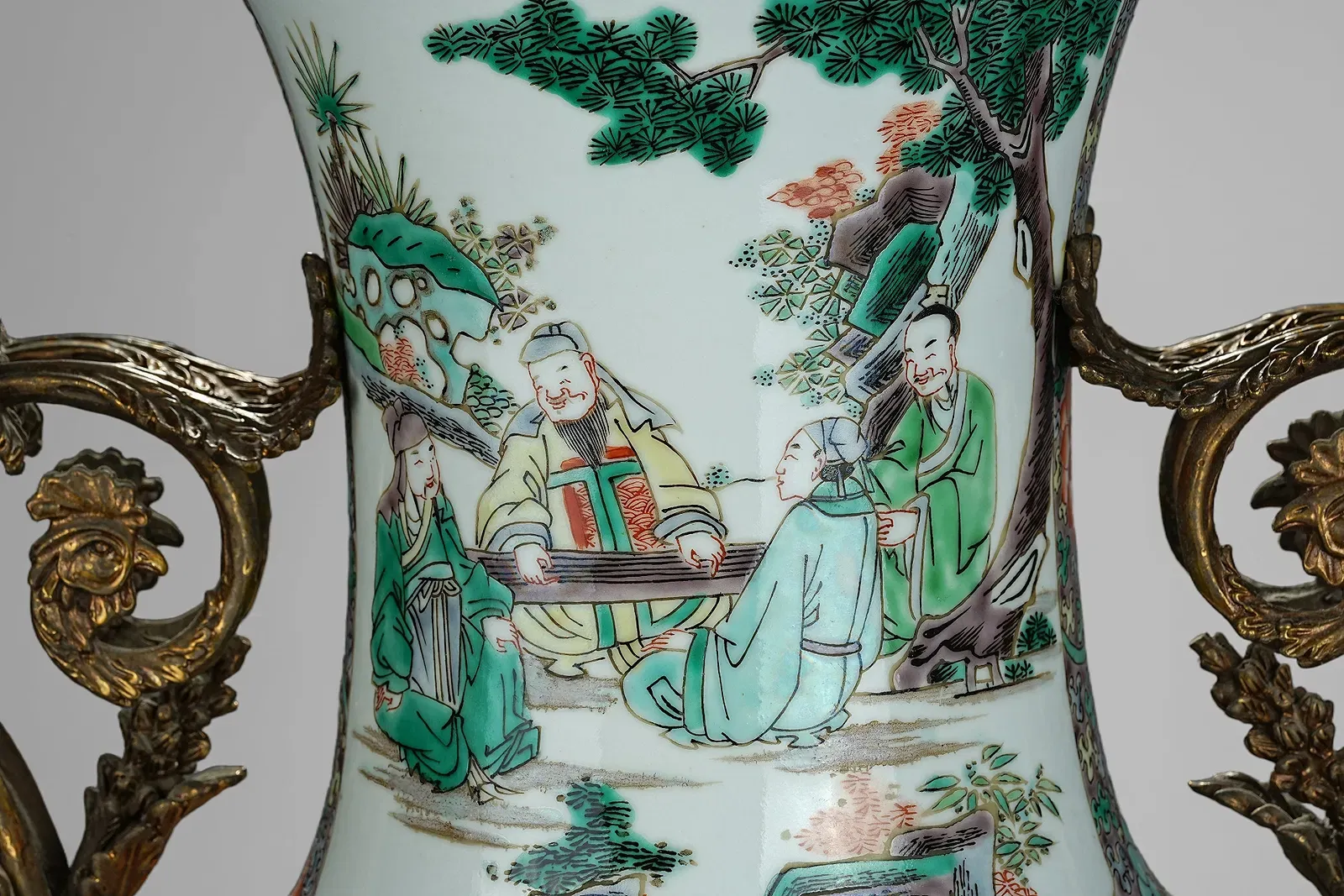 Chinese Famille Verte Porcelain Vase with French Ormolu Mounts thumbnail 6