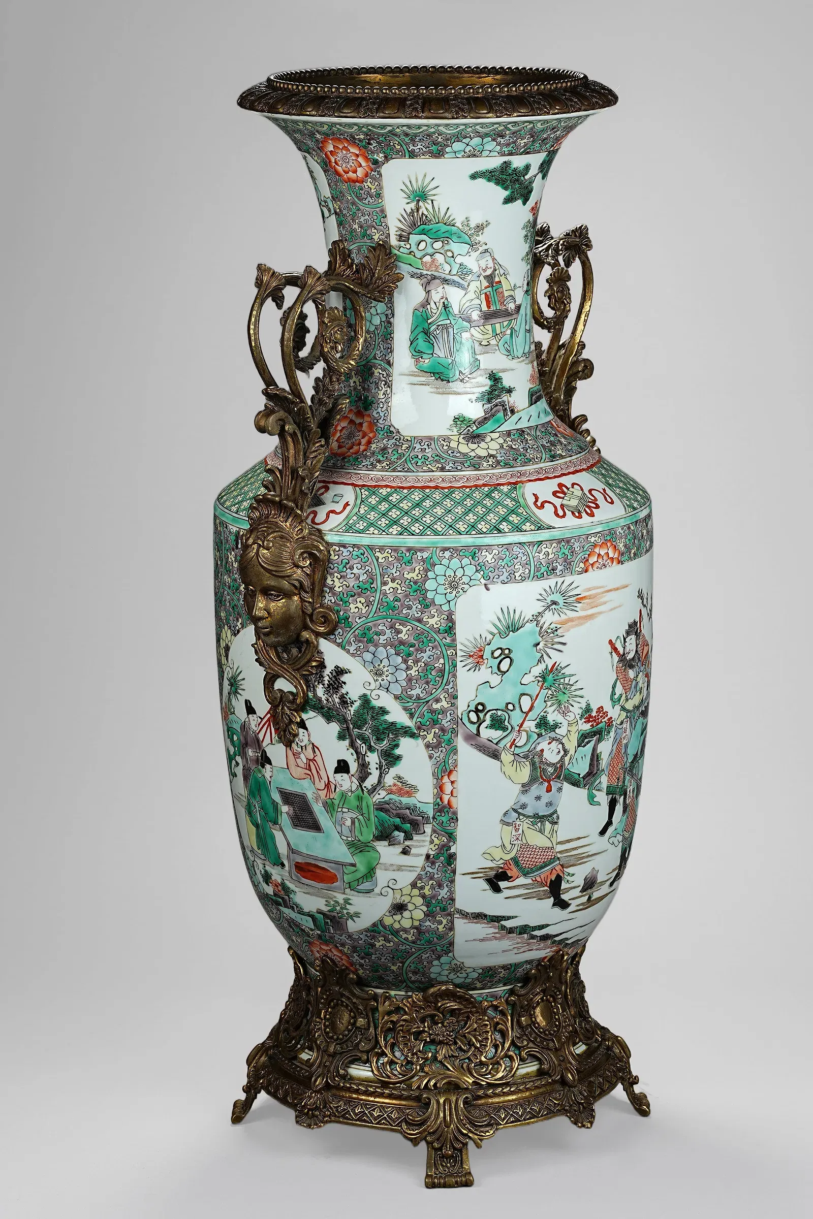 Chinese Famille Verte Porcelain Vase with French Ormolu Mounts thumbnail 7