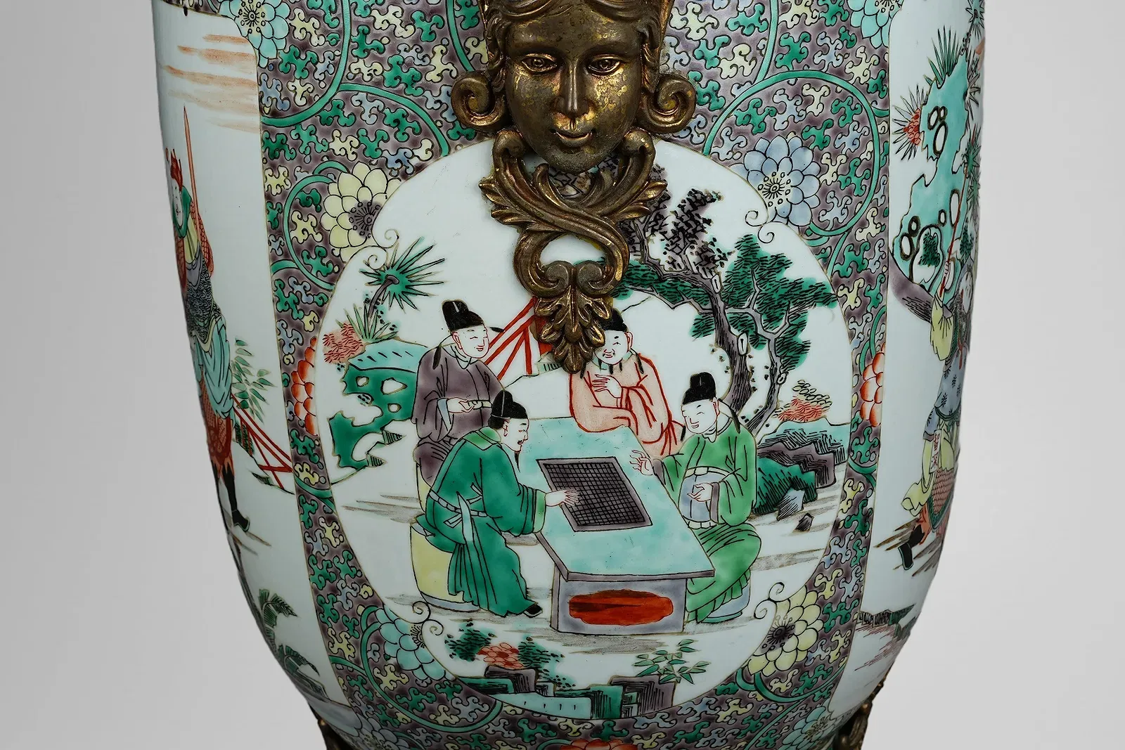 Chinese Famille Verte Porcelain Vase with French Ormolu Mounts thumbnail 9
