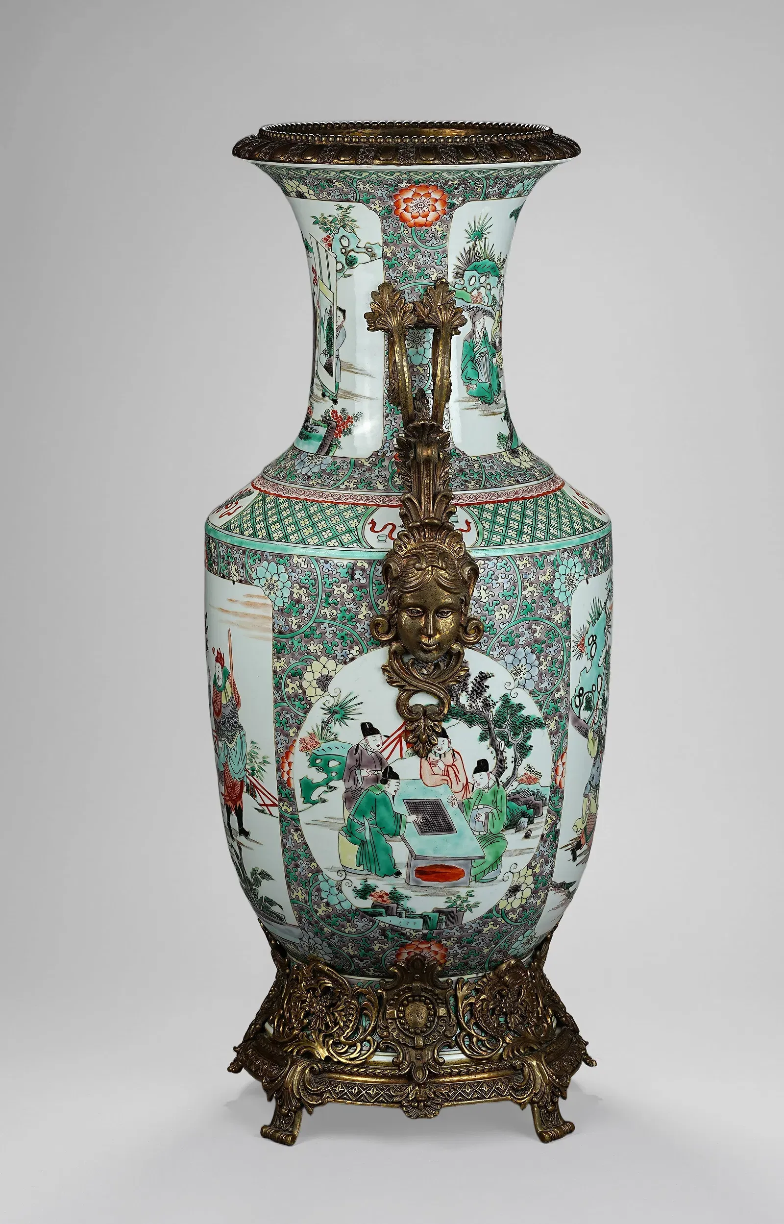 Chinese Famille Verte Porcelain Vase with French Ormolu Mounts thumbnail 10