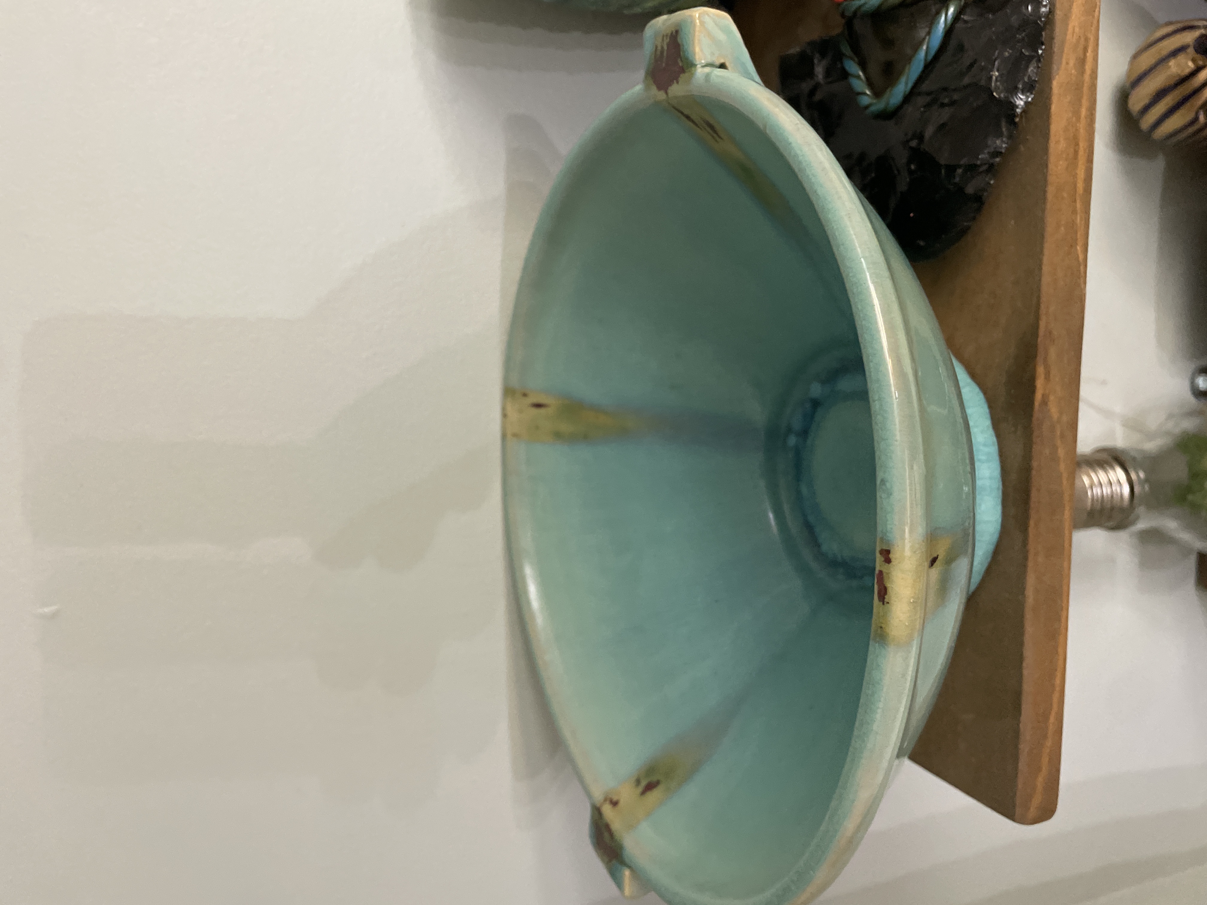 American Arts and Crafts Period Turquoise Glazed Stoneware Bowl