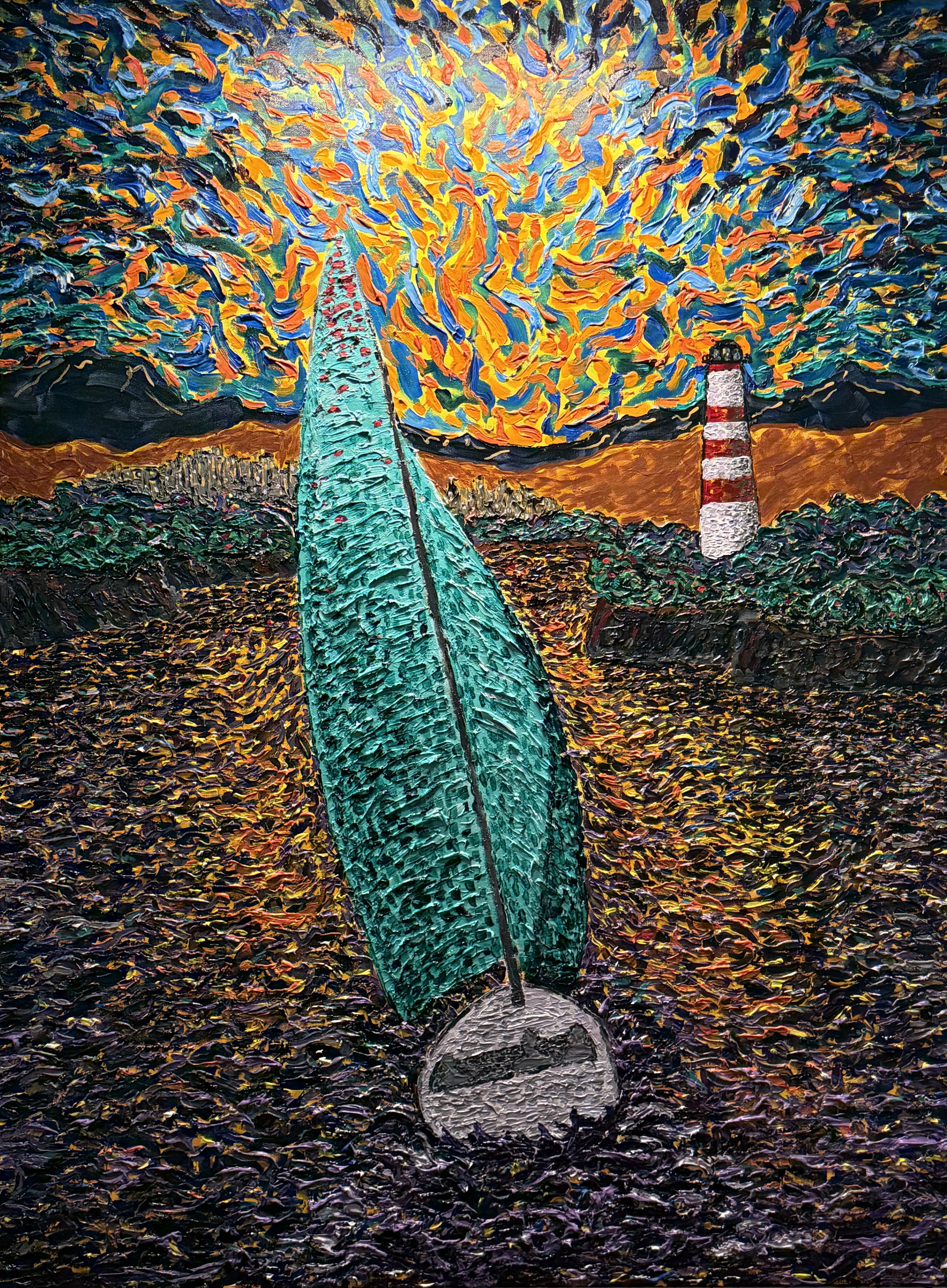 Contemporary Impressionist Style Sailboat Painting