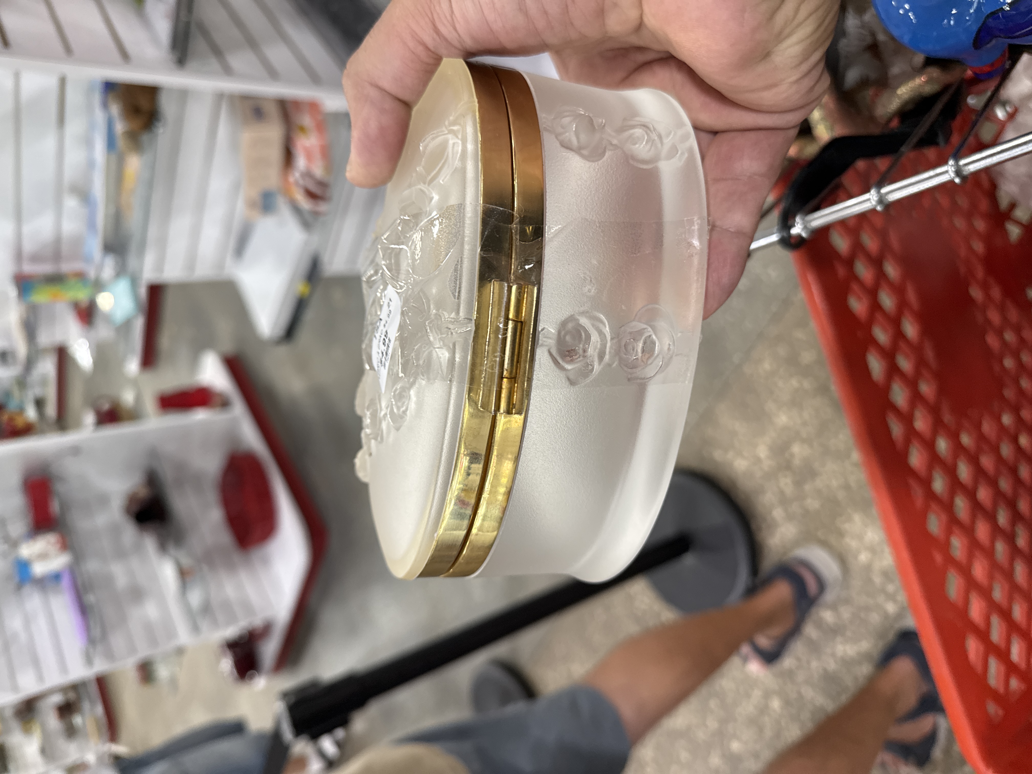 Modern Frosted Glass Trinket Box with Gold Trim
