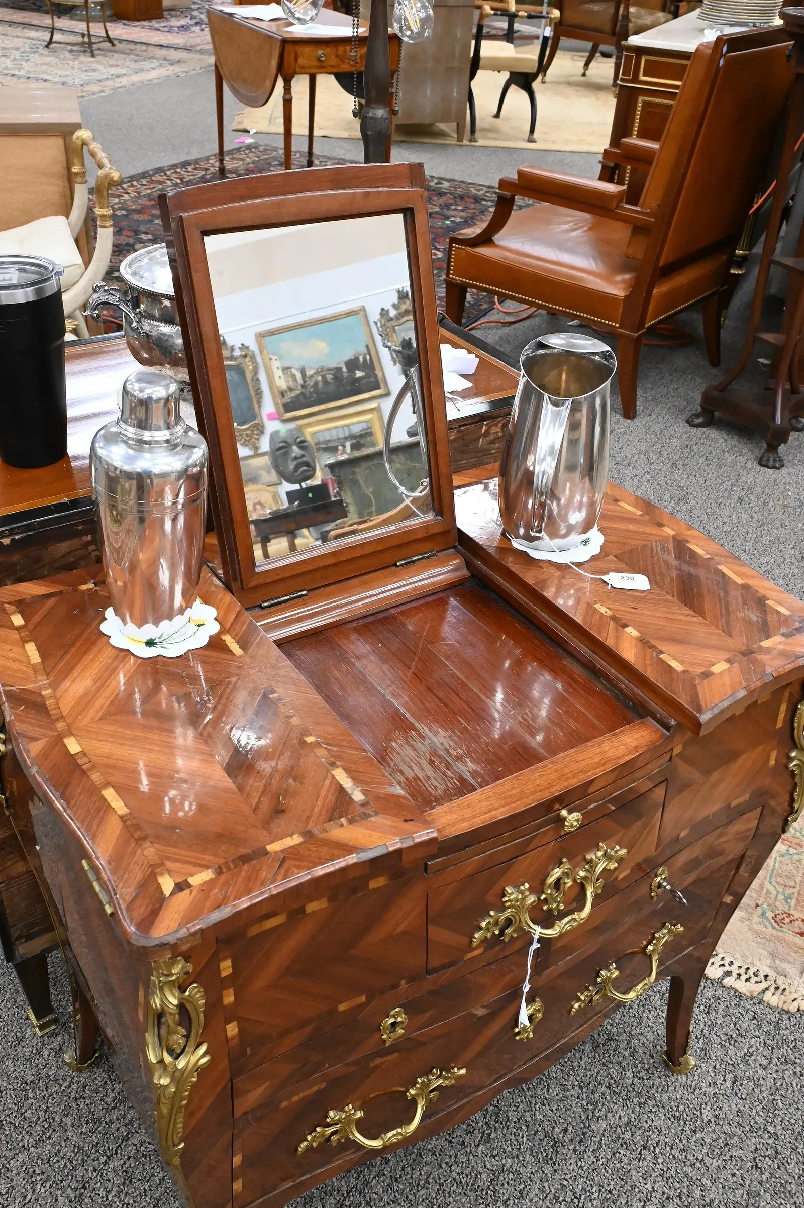 French Louis XV Style Kingwood and Tulipwood Commode Secrétaire thumbnail 3
