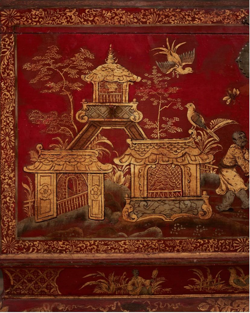 Chinese Export Chinoiserie Lacquer Cabinet on Stand thumbnail 12
