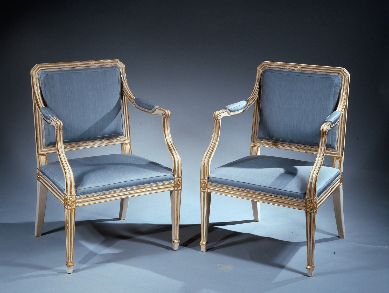 Pair Painted Parcel Gilt Armchairs thumbnail 3