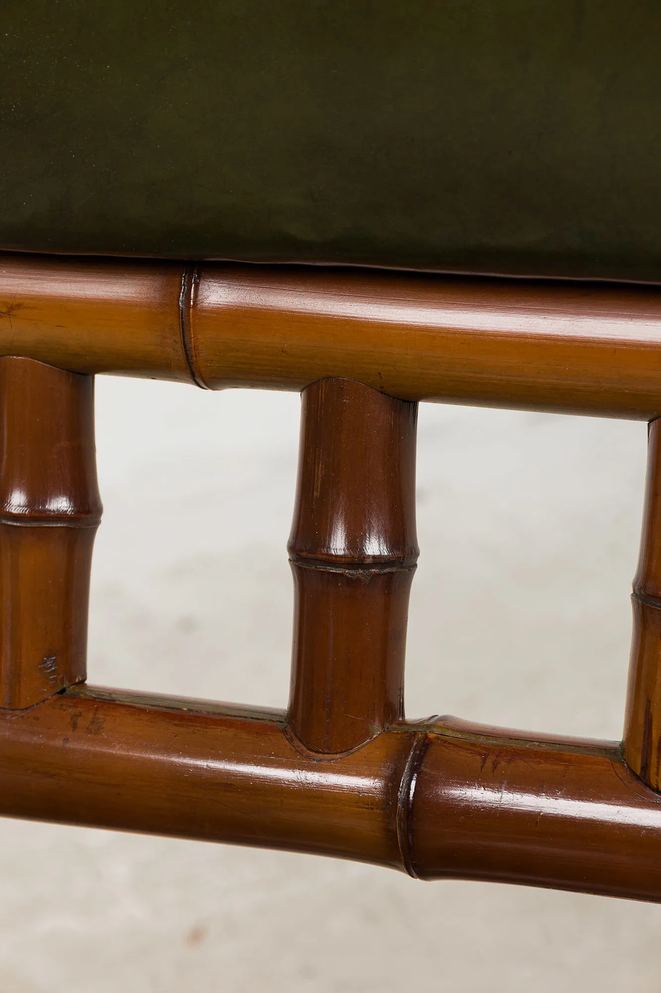 French Japonisme Simulated Bamboo and Leather Armchairs, Pair thumbnail 7