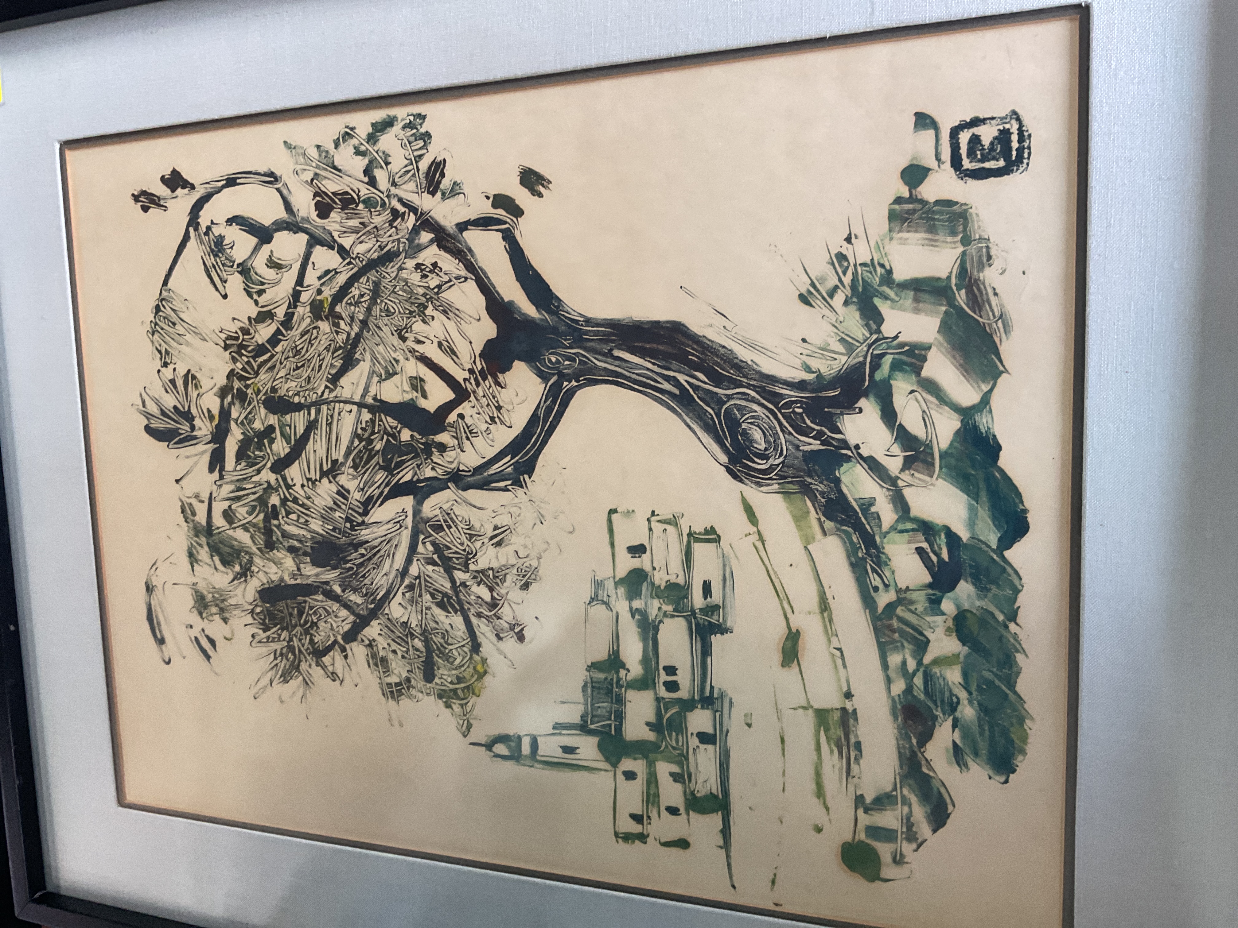 Mid-20th Century European Modernist Ink and Wash Landscape