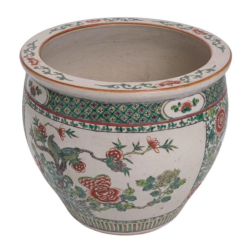 Chinese Famille Verte Porcelain Fish Bowl
