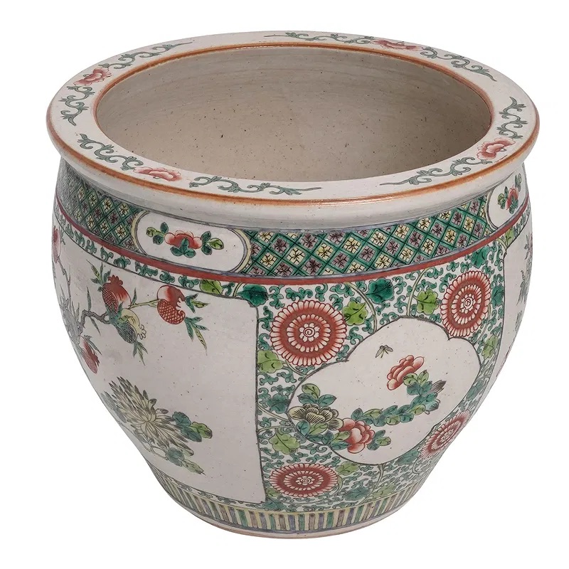 Chinese Famille Verte Porcelain Fish Bowl thumbnail 3