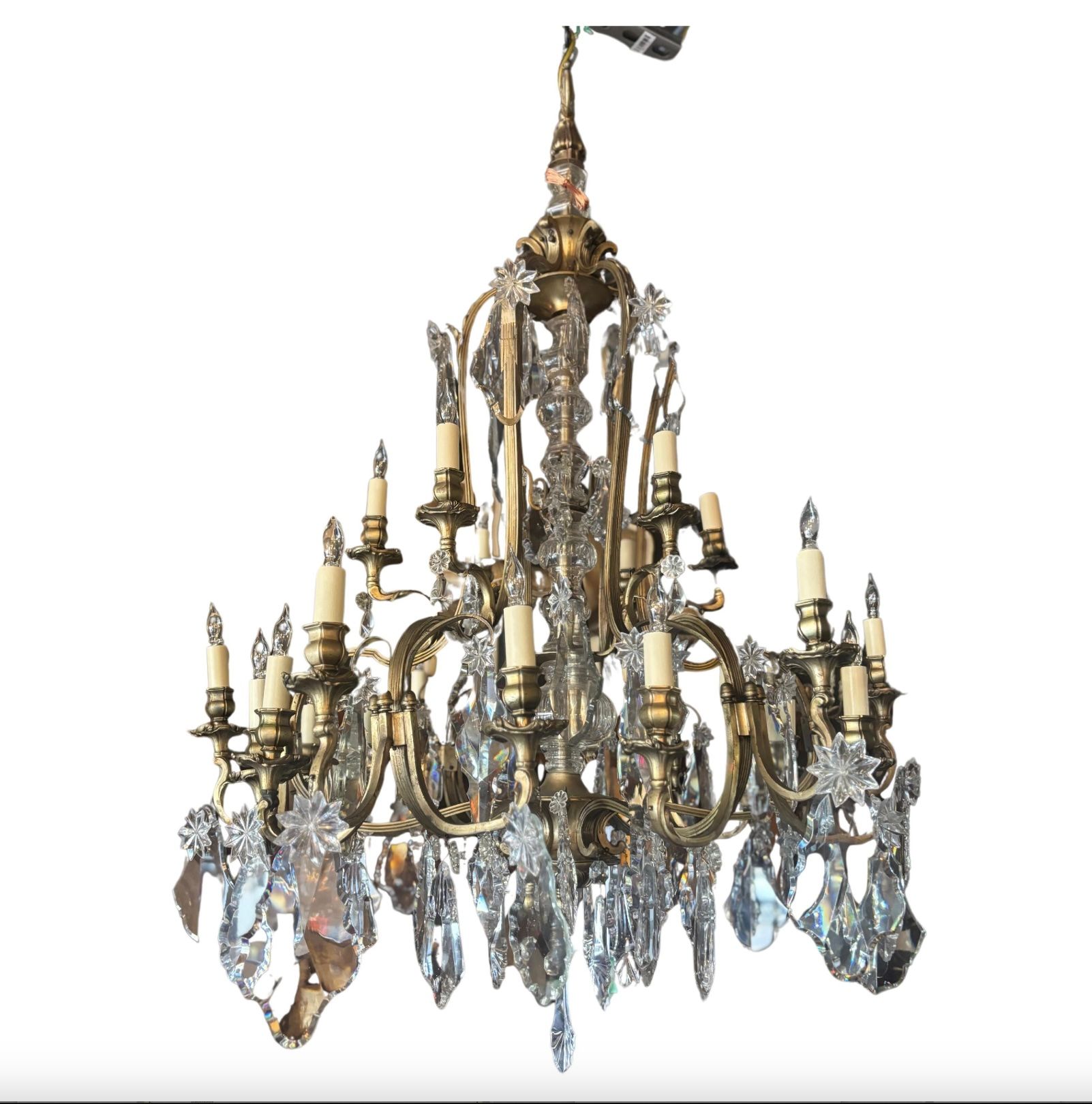 French Louis XV Style Gilt Bronze and Cut Crystal Chandelier