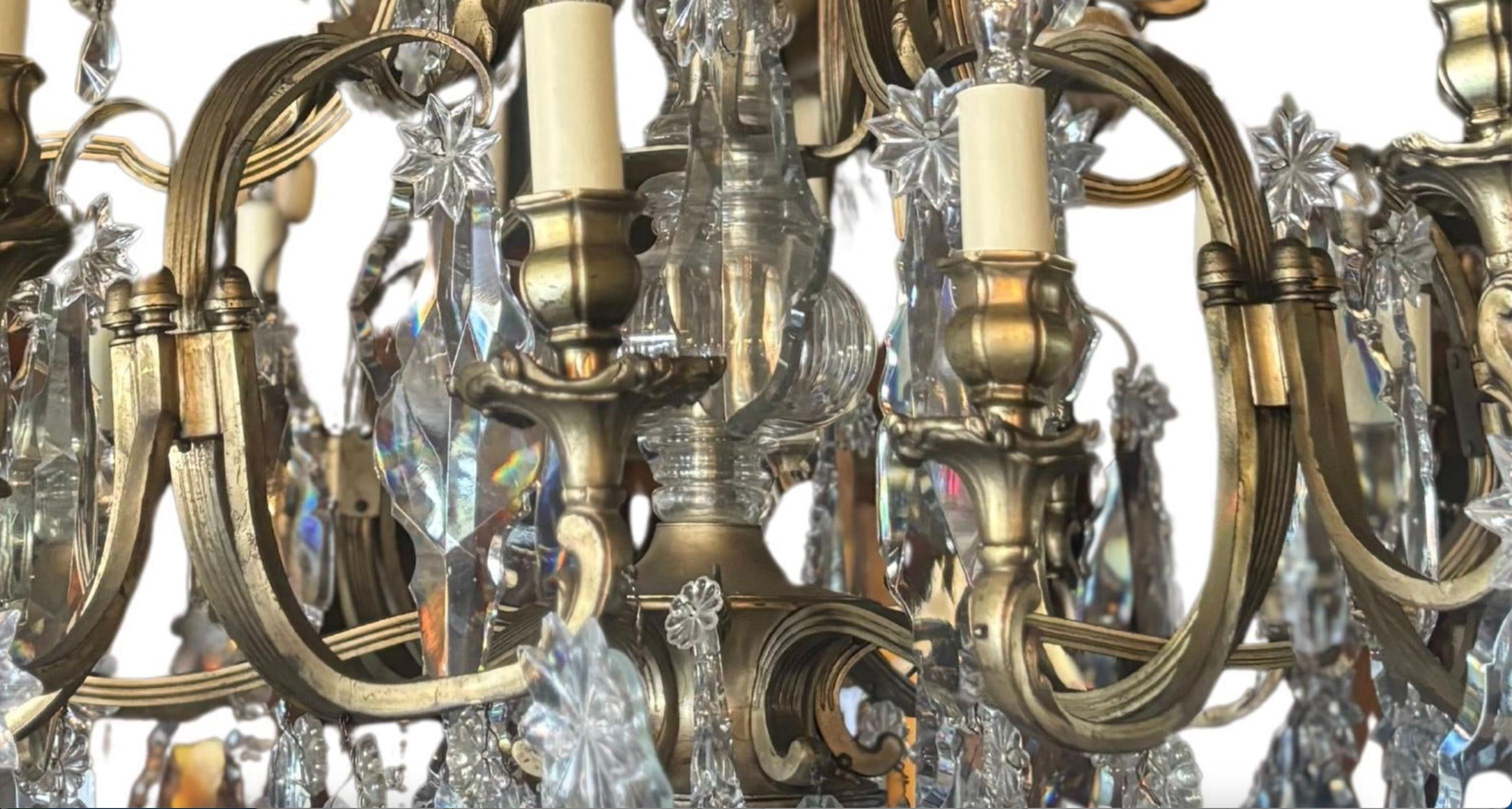 French Louis XV Style Gilt Bronze and Cut Crystal Chandelier thumbnail 2