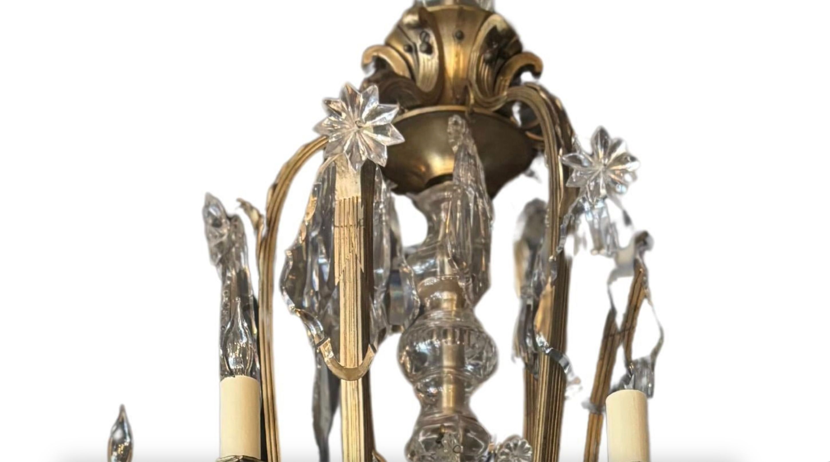 French Louis XV Style Gilt Bronze and Cut Crystal Chandelier thumbnail 3