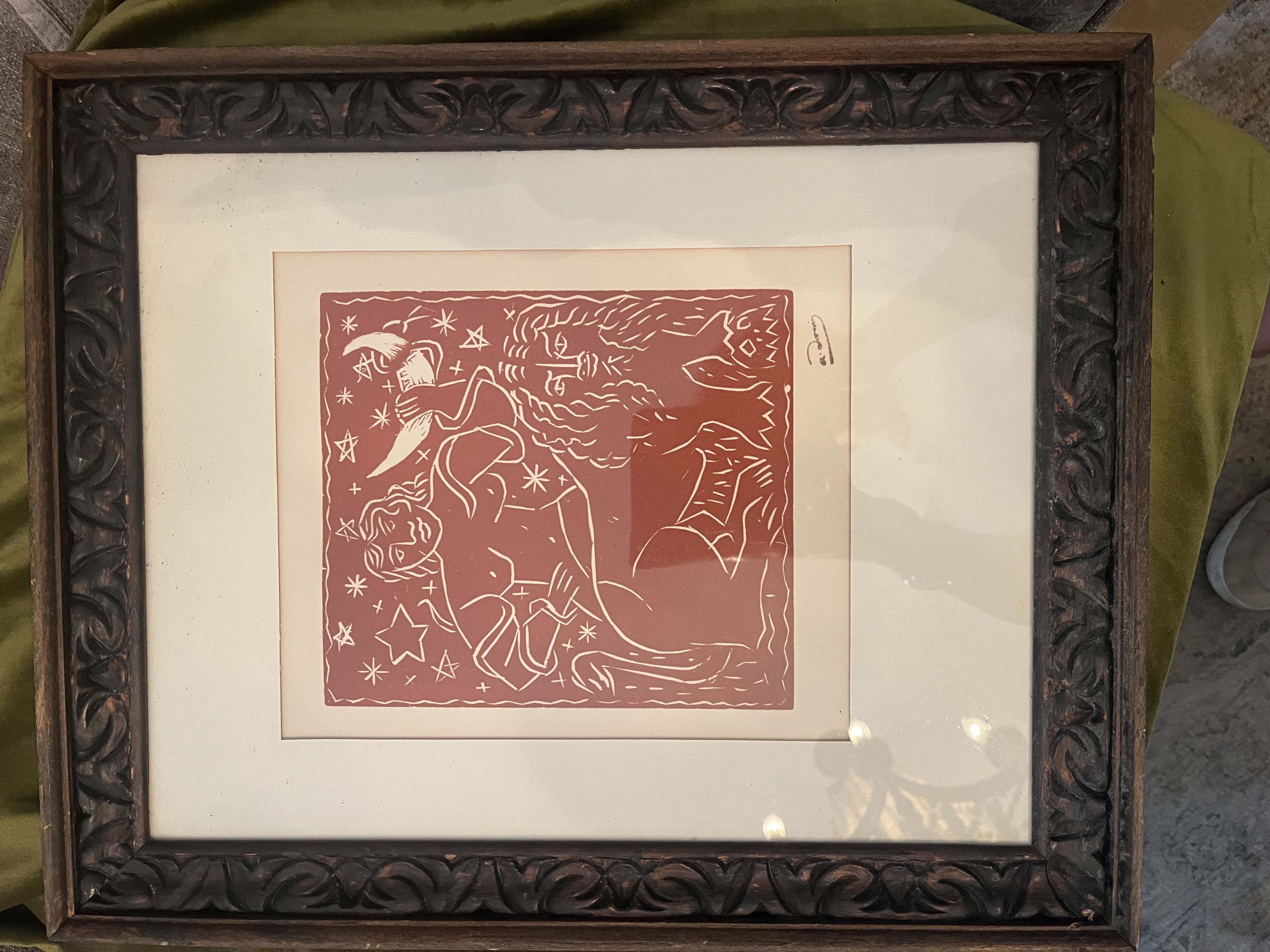 Modernist Linocut Print – Possibly After Picasso