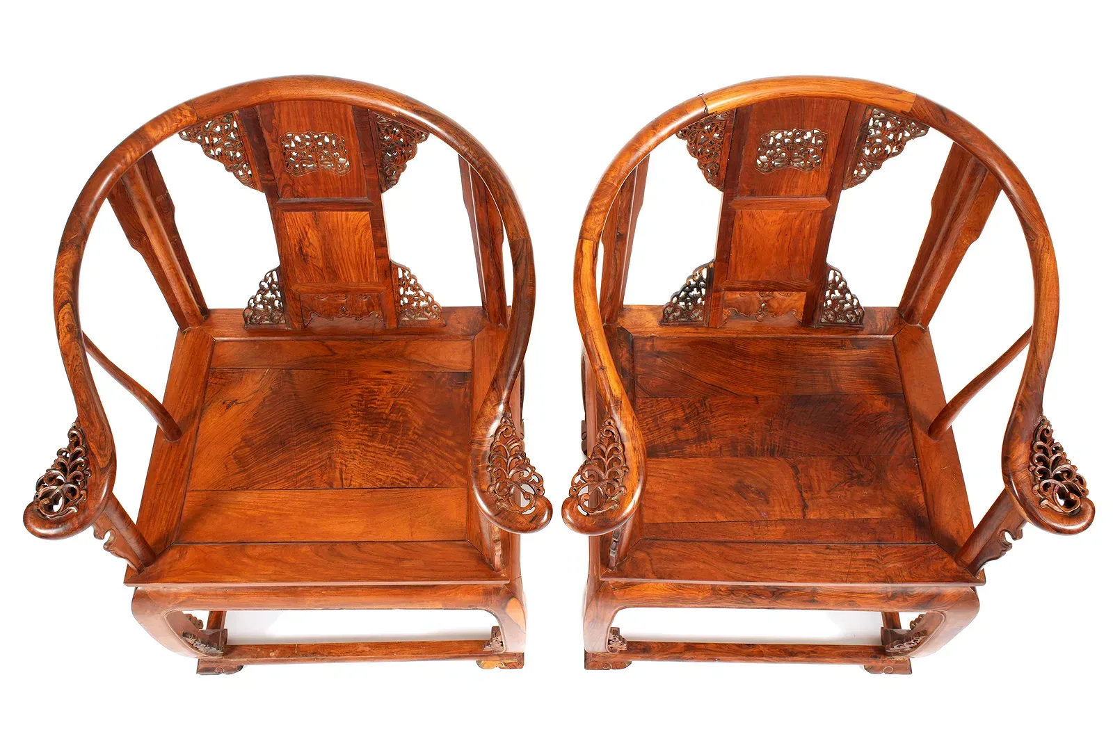 Chinese Qing Style Huanghuali Horseshoe-Back Armchairs (Pair) thumbnail 3