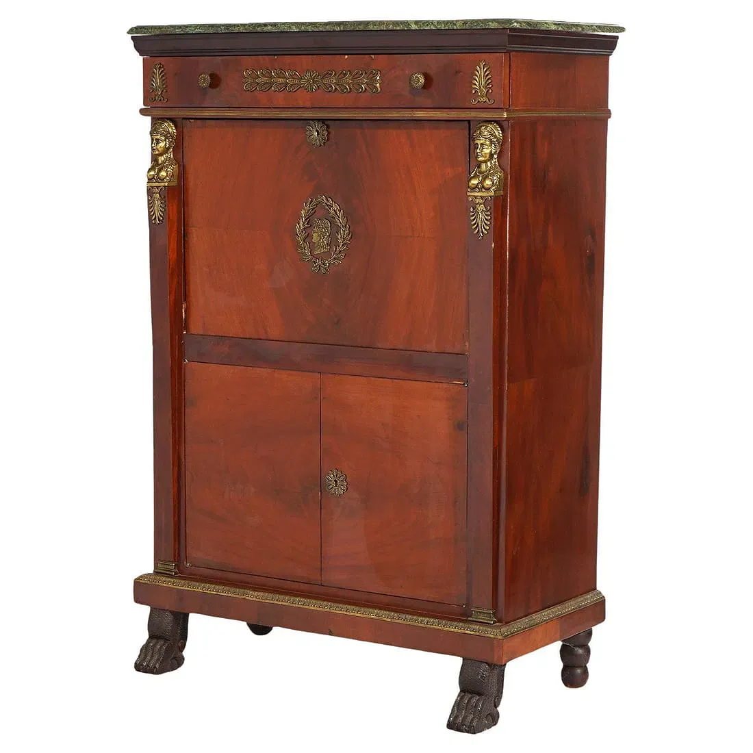 French Empire Period Mahogany Secrétaire à Abattant with Marble Top