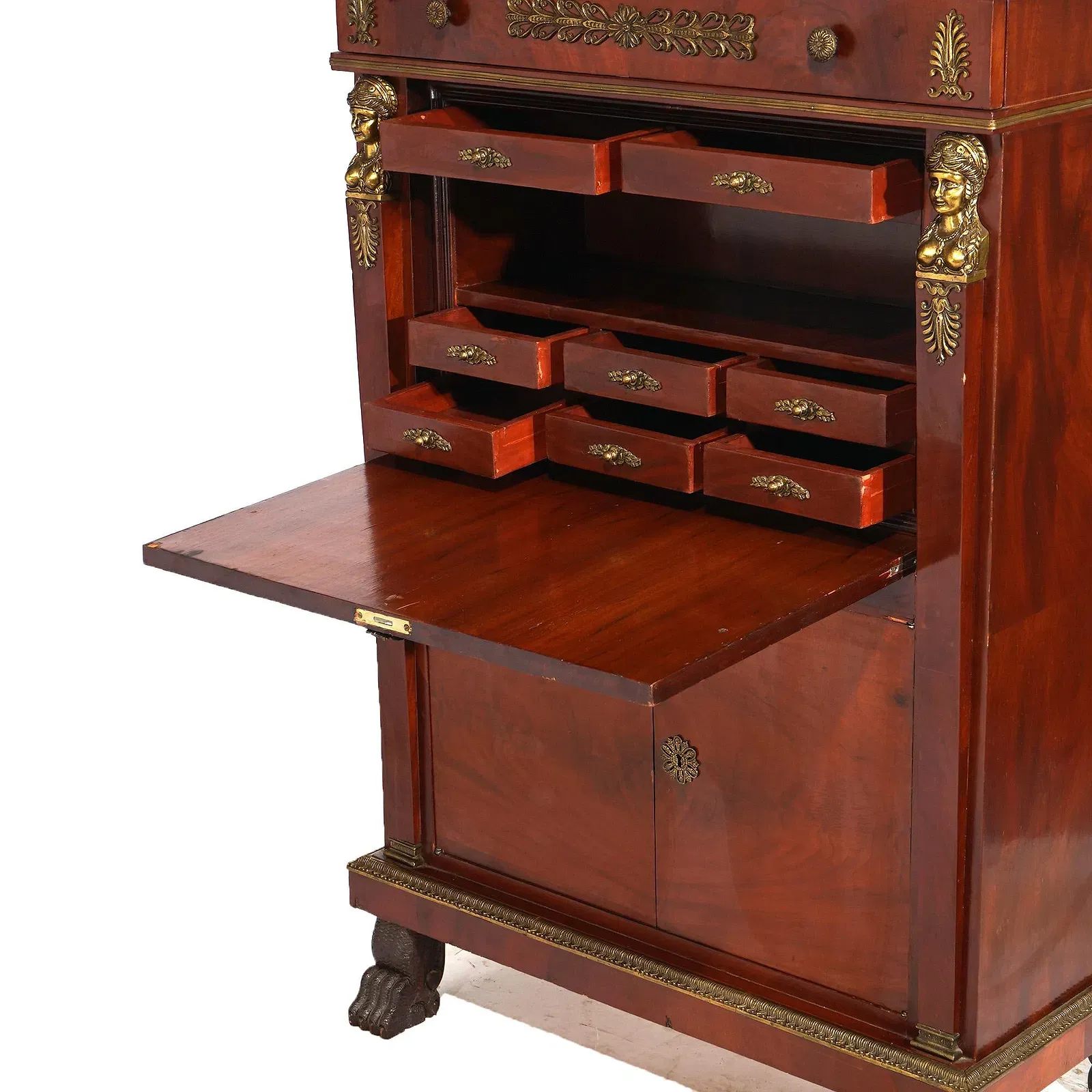 French Empire Period Mahogany Secrétaire à Abattant with Marble Top thumbnail 7