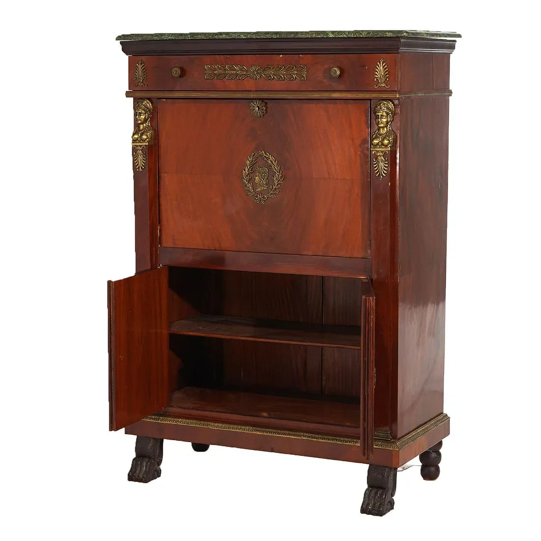 French Empire Period Mahogany Secrétaire à Abattant with Marble Top thumbnail 9