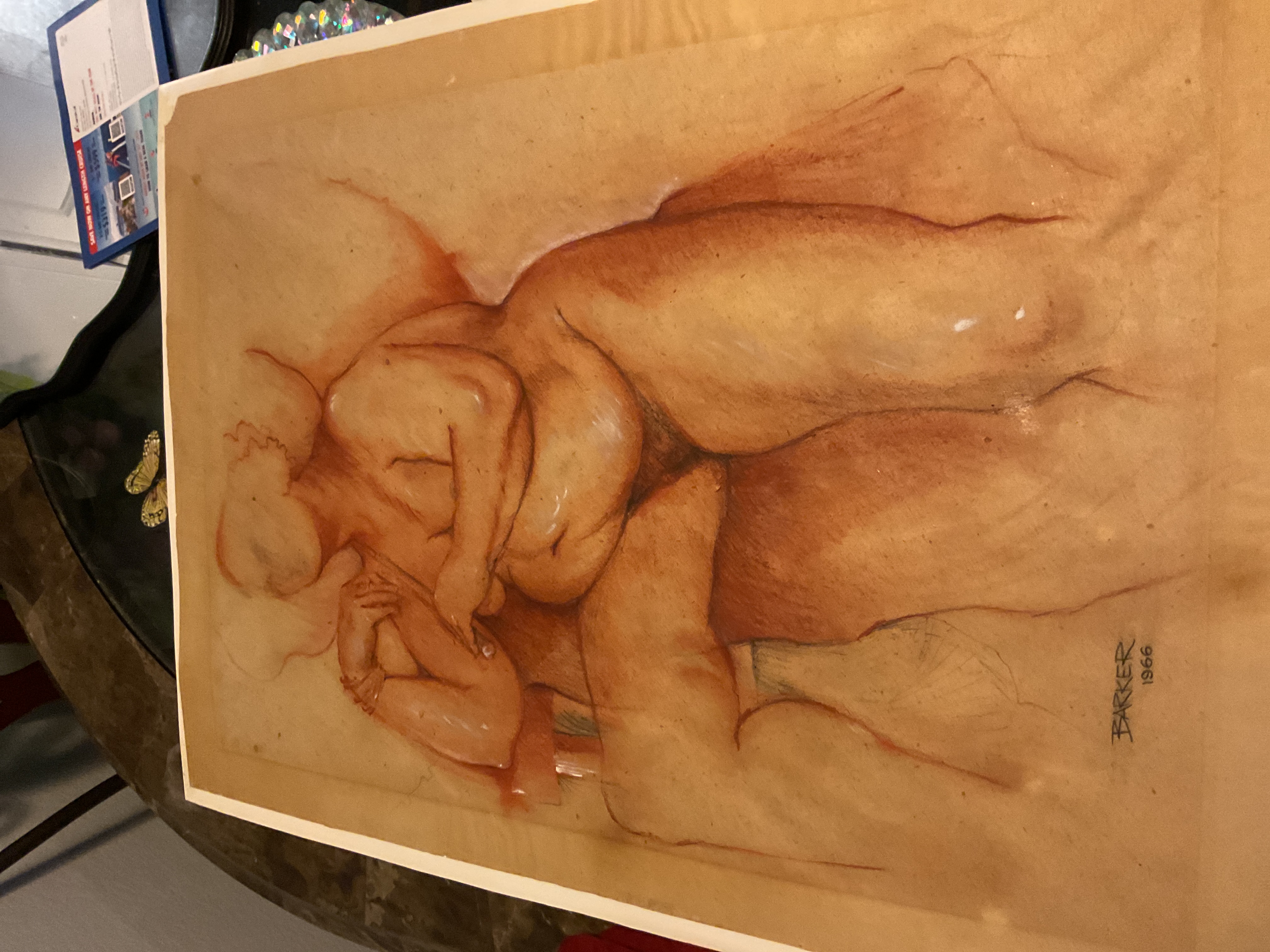 Modernist Nude Figure Drawing by Barker (1966)