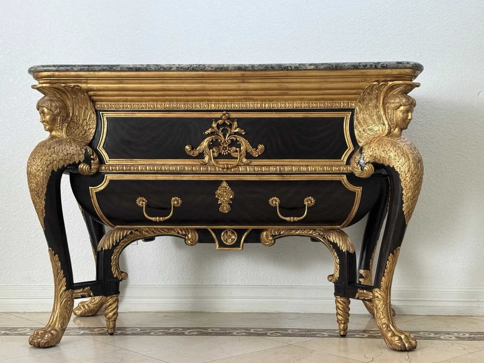 Maison Jansen Empire-Style Giltwood and Ebonized Commode thumbnail