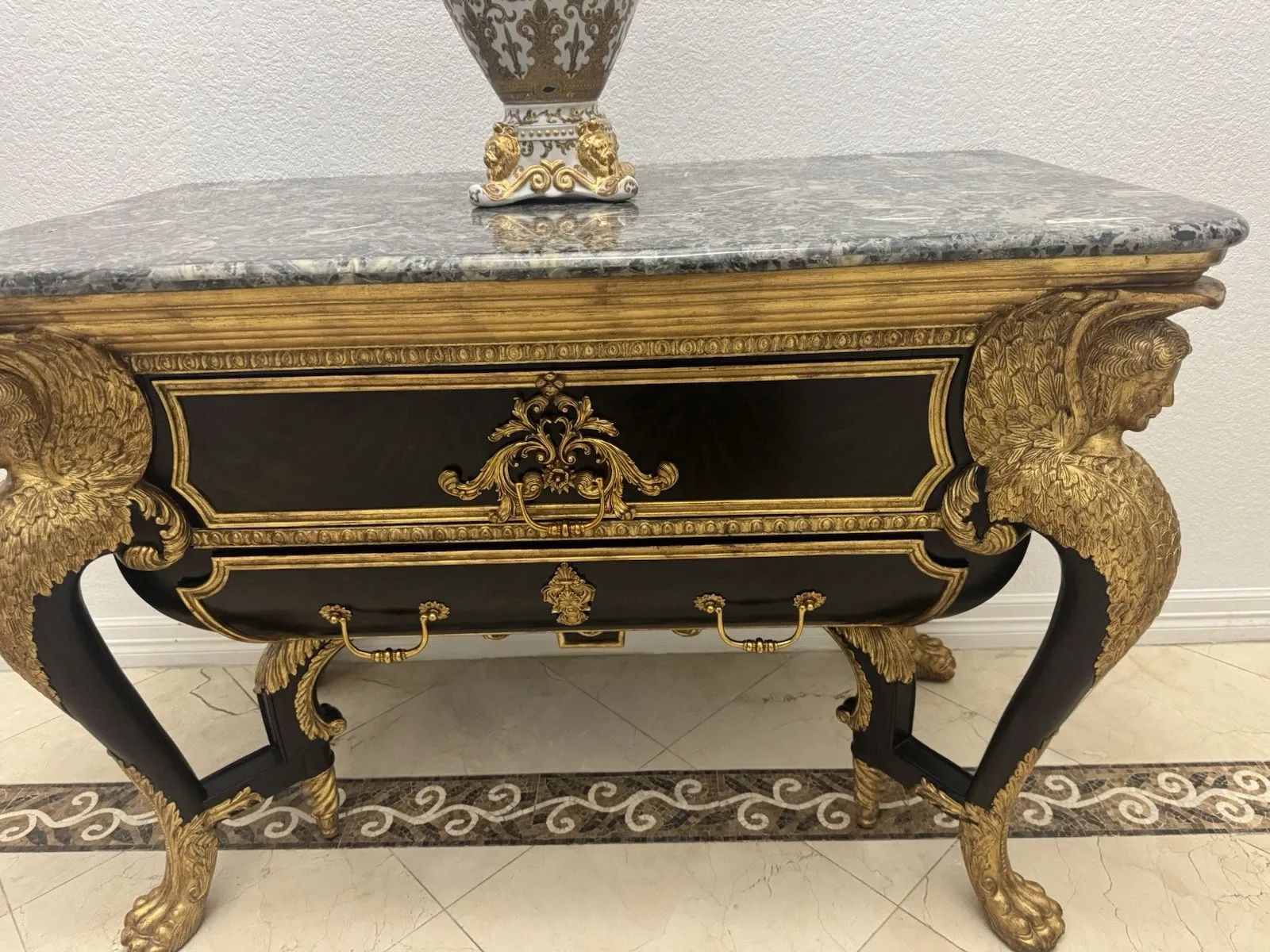Maison Jansen Empire-Style Giltwood and Ebonized Commode thumbnail 2