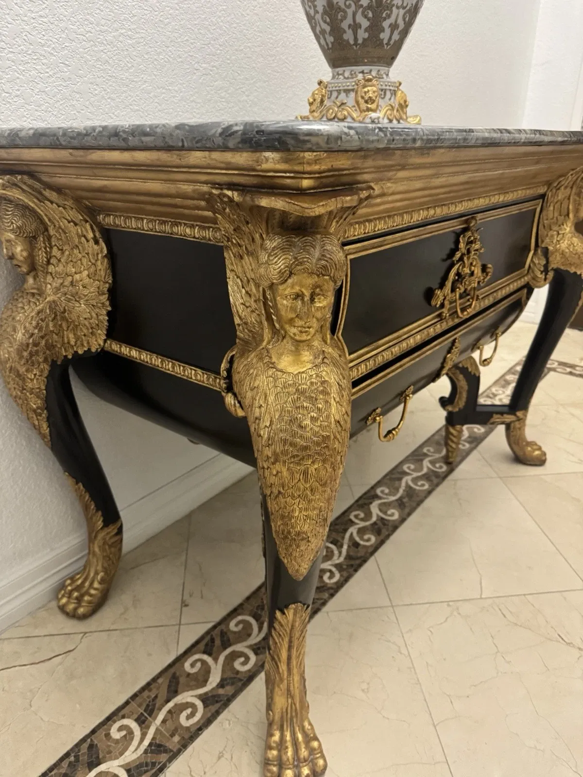 Maison Jansen Empire-Style Giltwood and Ebonized Commode thumbnail 3